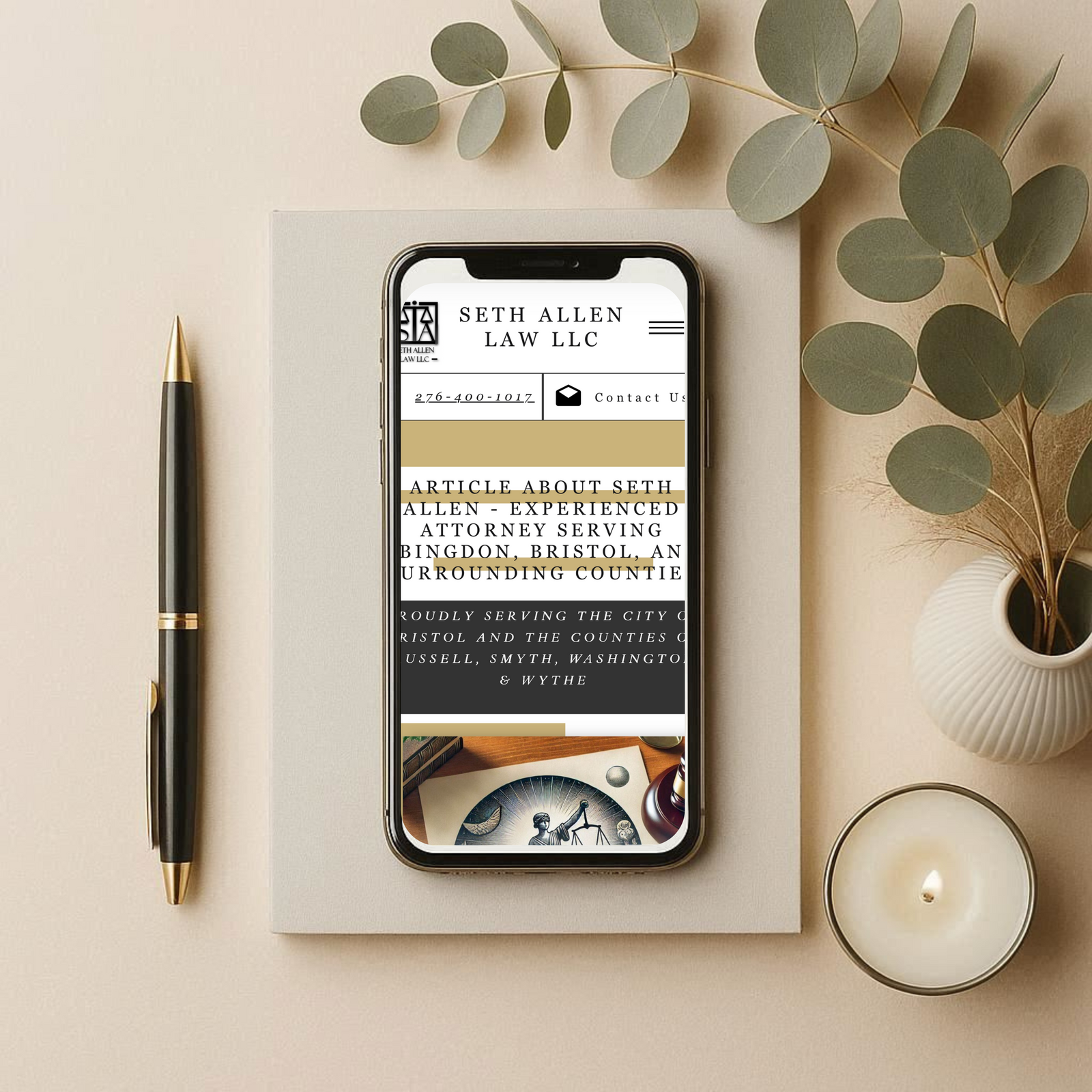 AI-generated cell phone featuring the mobile article page design from Project 1, emphasizing clean typography and SEO-friendly mobile formatting by Taylor Reichart