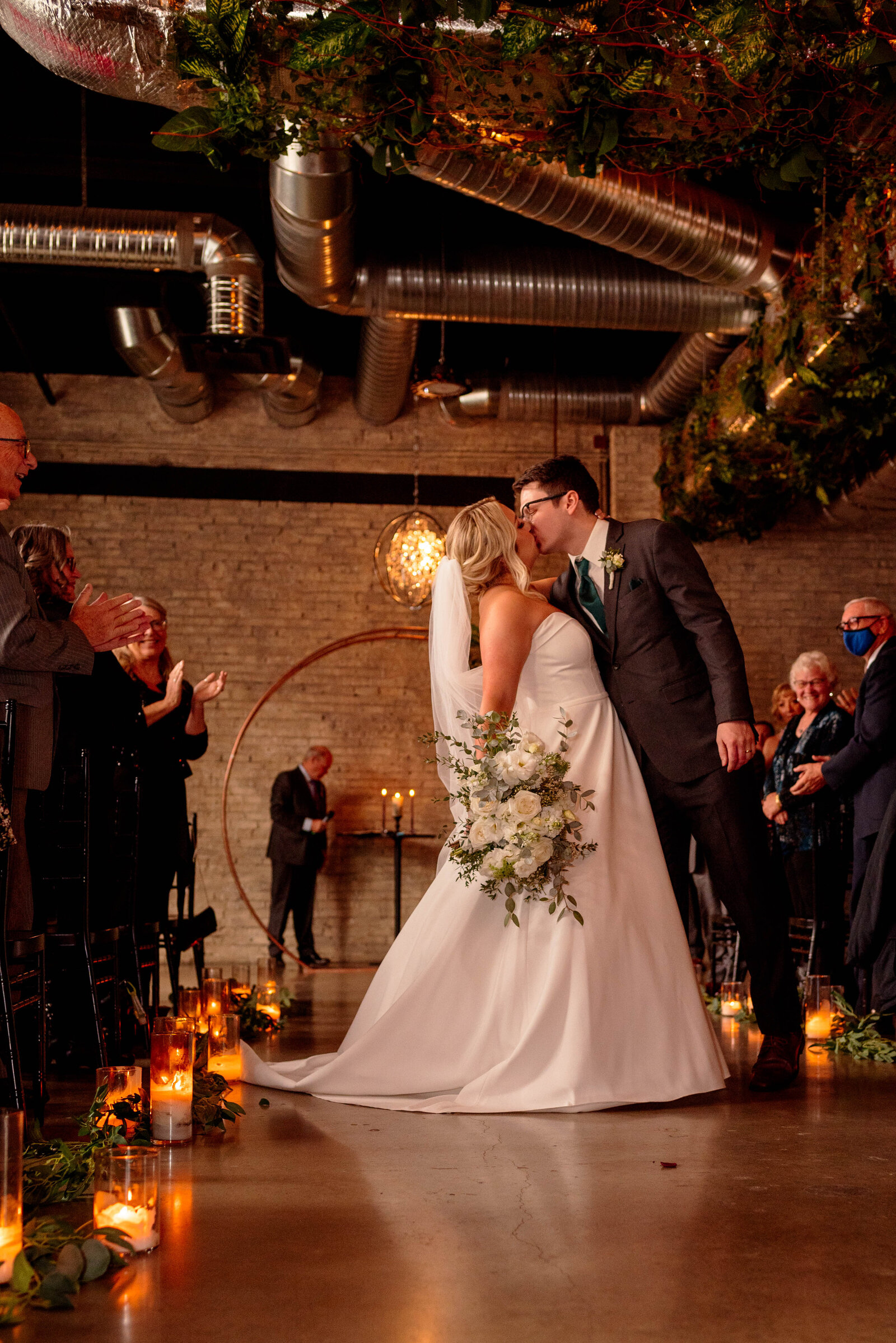 wedding aisle kiss