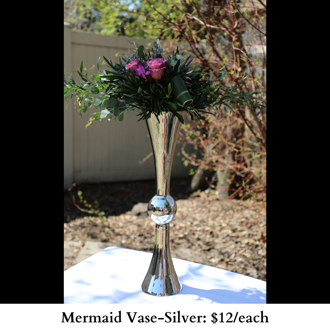 Mermaid Vase-Silver-167