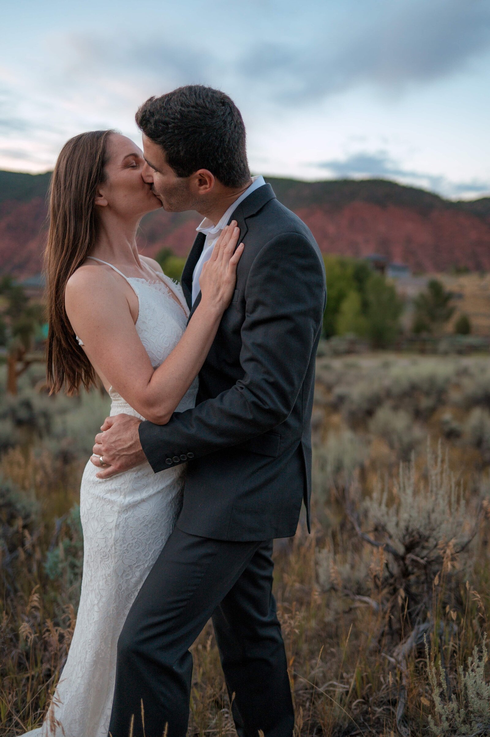 Mountain elopement in Colorado with golden fall foliage