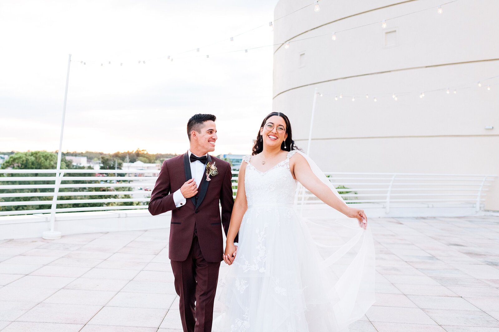 Rooftop Wedding Terrace Portraits | Orlando Science Center Wedding | Chynna Pacheco Photography