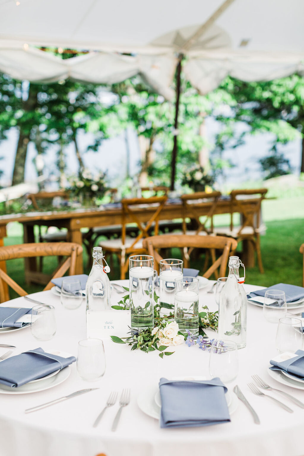 New England outdoor wedding reception table