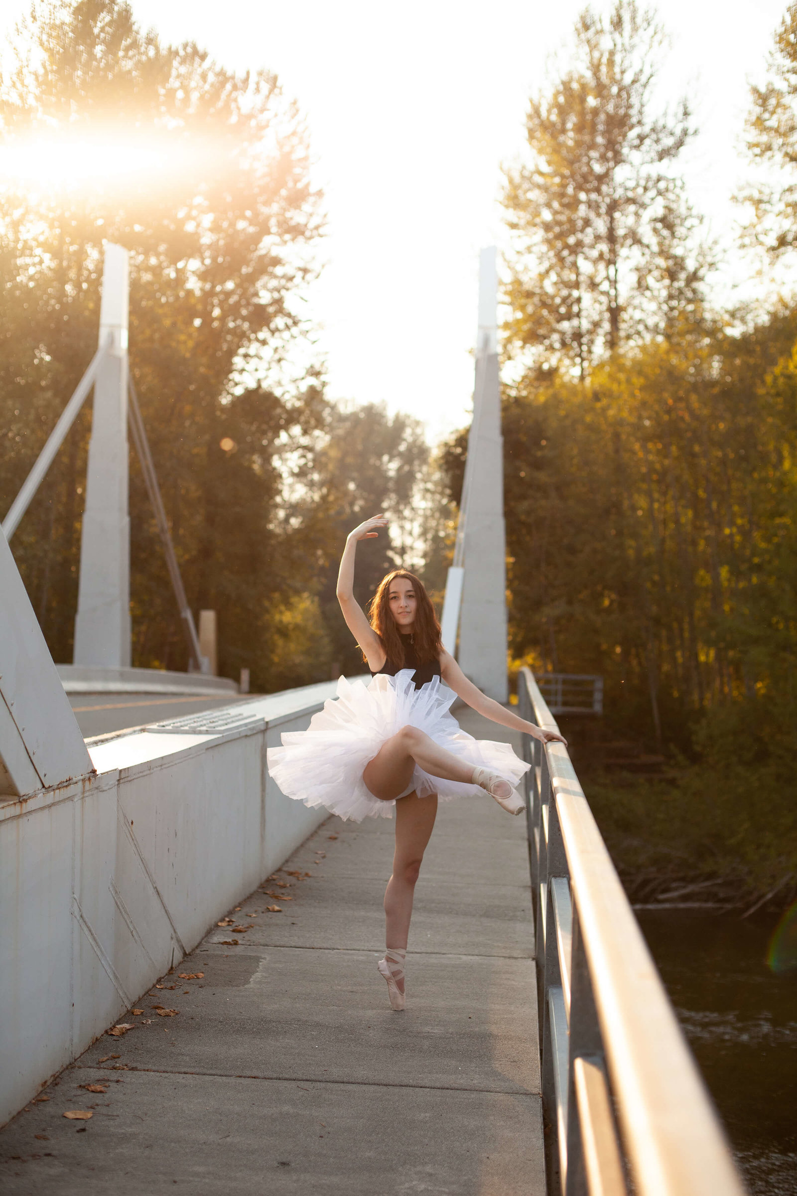 ballerina on bridge on pointe