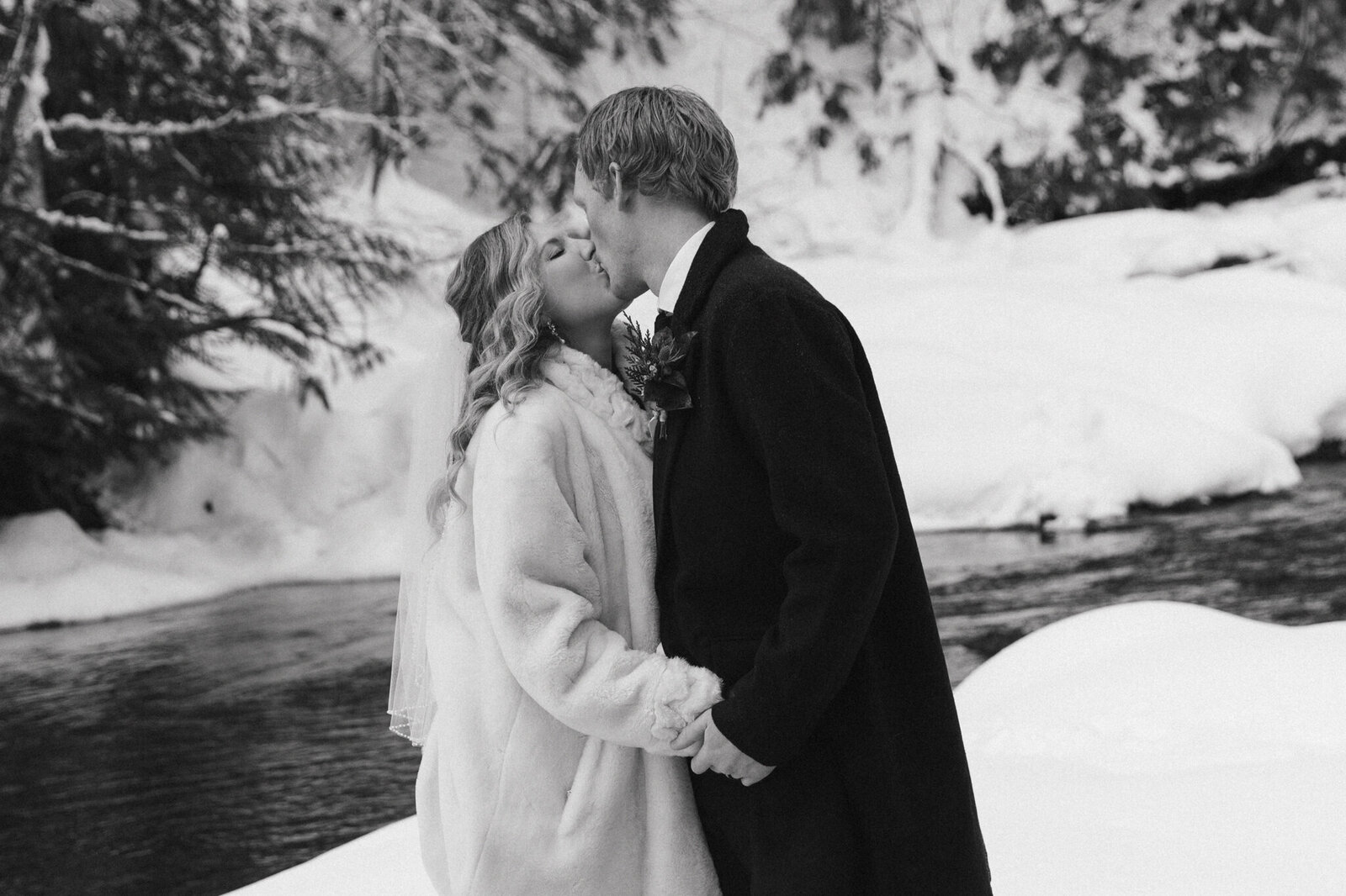 portrait of Fernie bride and groom at their wedding in Fernie