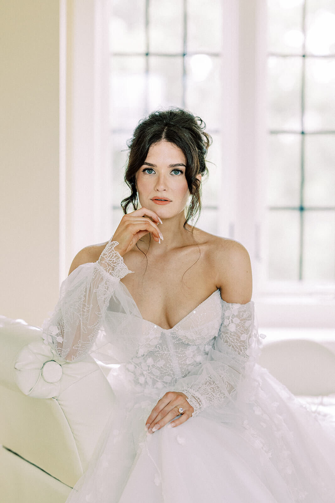 Venue3Two Grand Rapids Wedding Bride lace tulle sleeves dress Eva Lendel ASTORIA