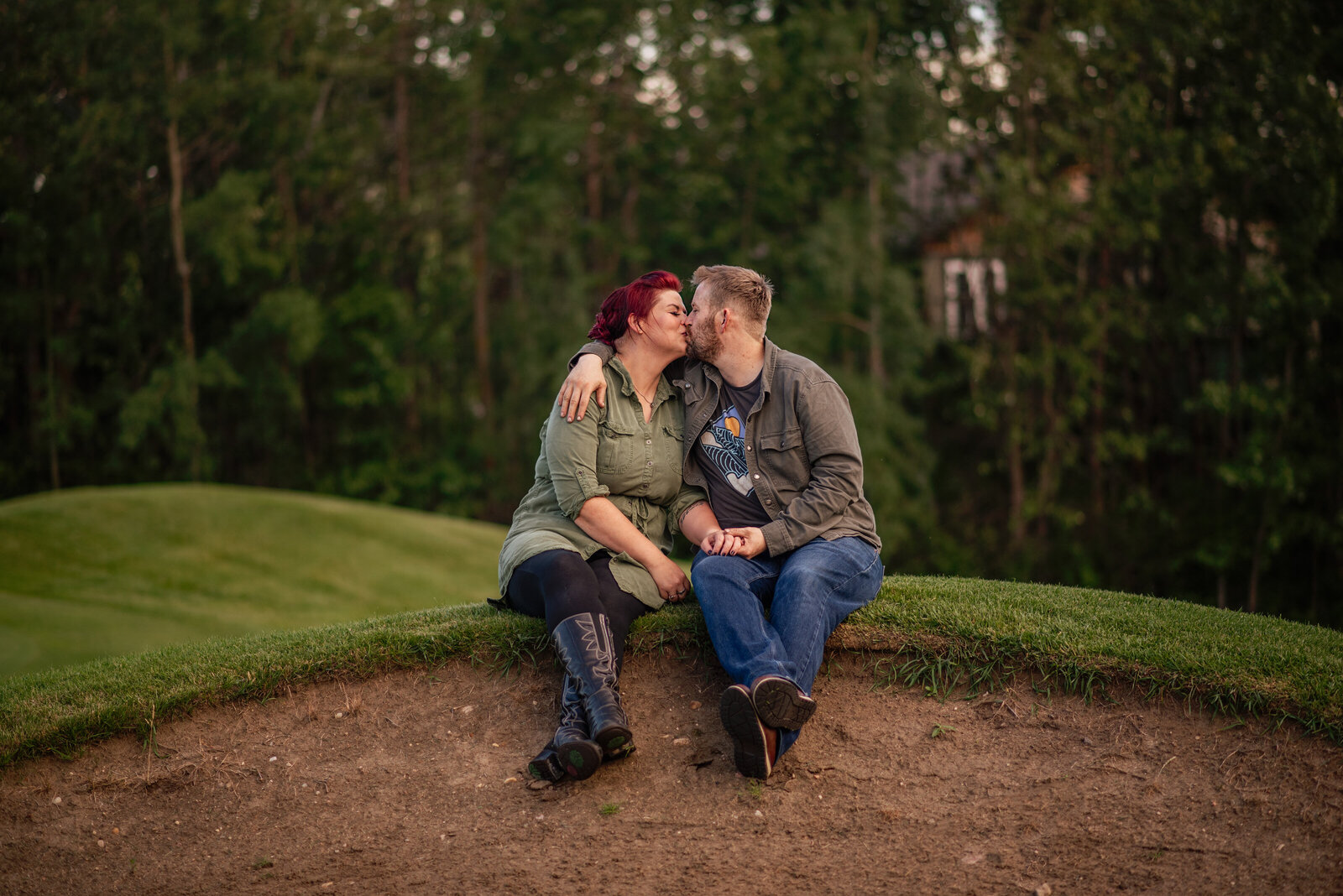golf course engagement session