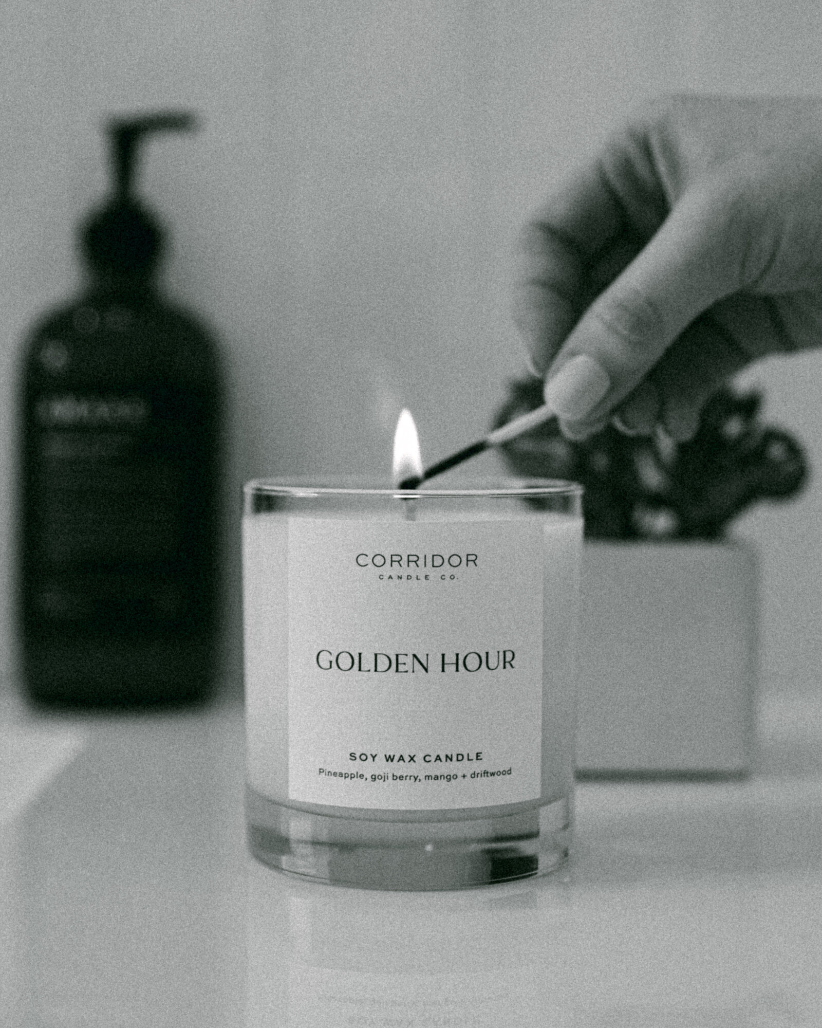 San Diego based branding product photographer moody candle photoshoot inspiration for boho minimal cozy