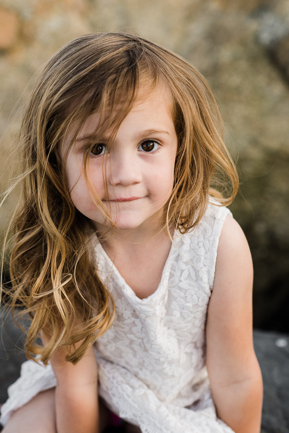 young girl closeup at beach