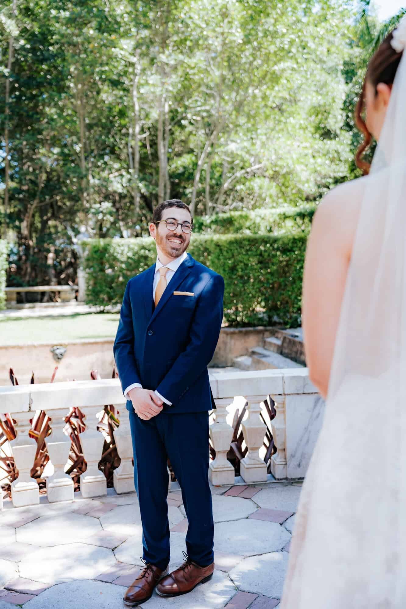 First Look at Vizcaya wedding