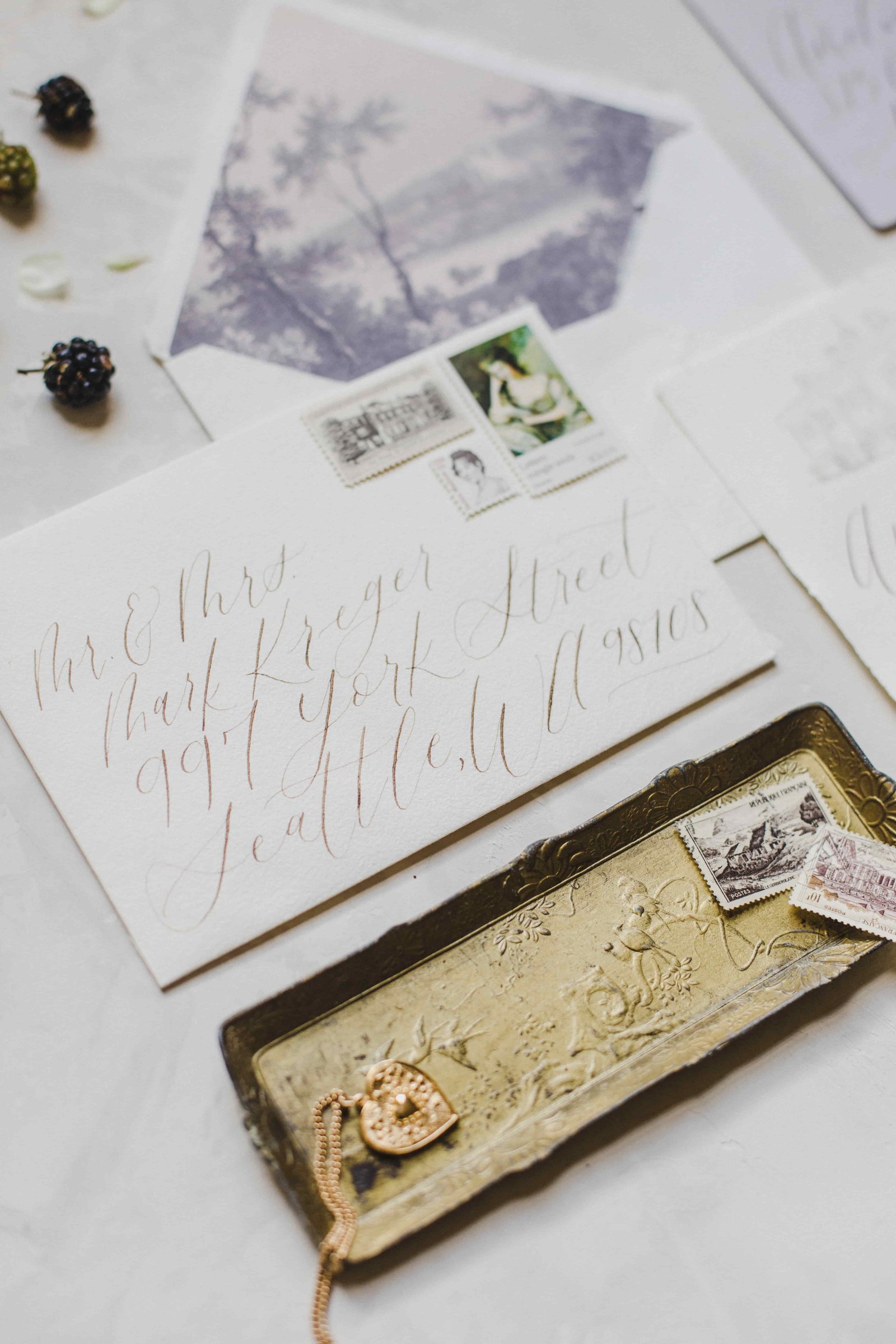 wedding envelope addressing calligraphy vintage postage-min