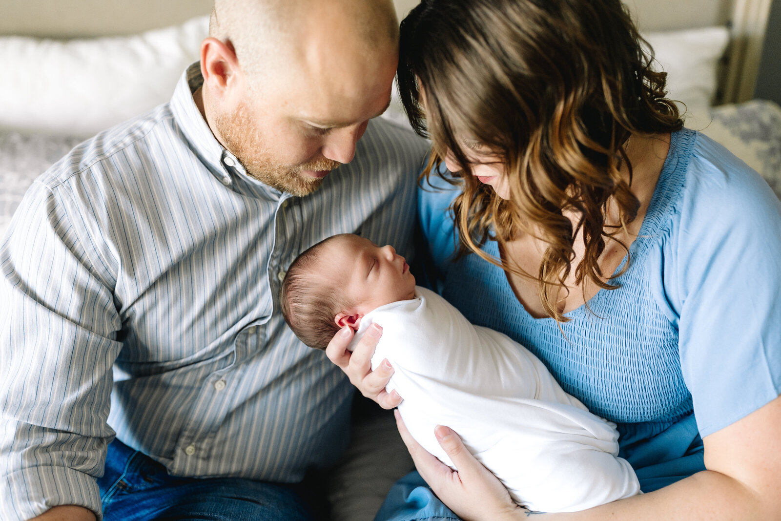 Family shots during lifestyle newborn session near Birmingham