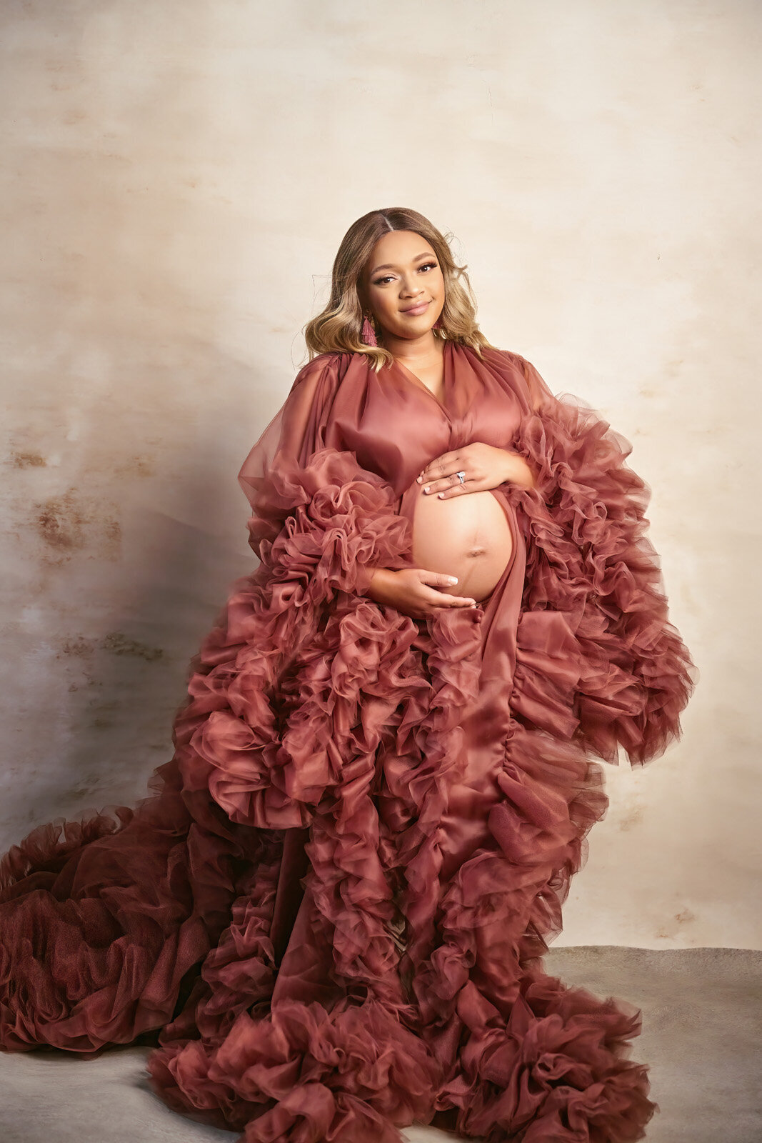 Fine Art Maternity Portrait of a Woman in Elegant Gown in Minneapolis-12