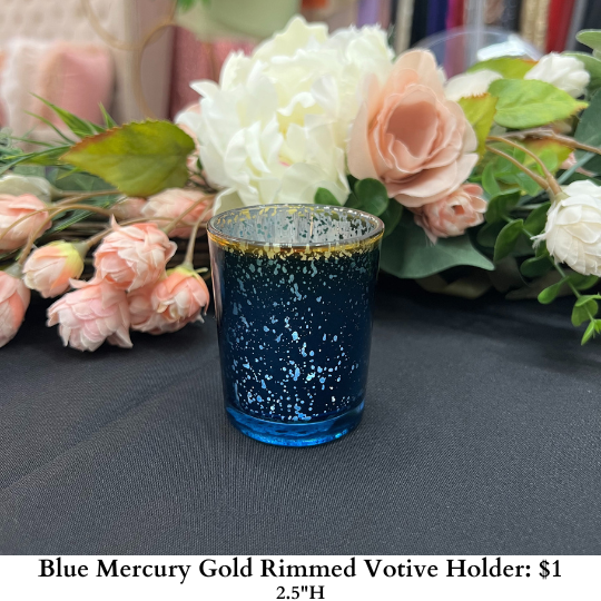 Blue Mercury Gold Rimmed Votive Holder-917 (1)