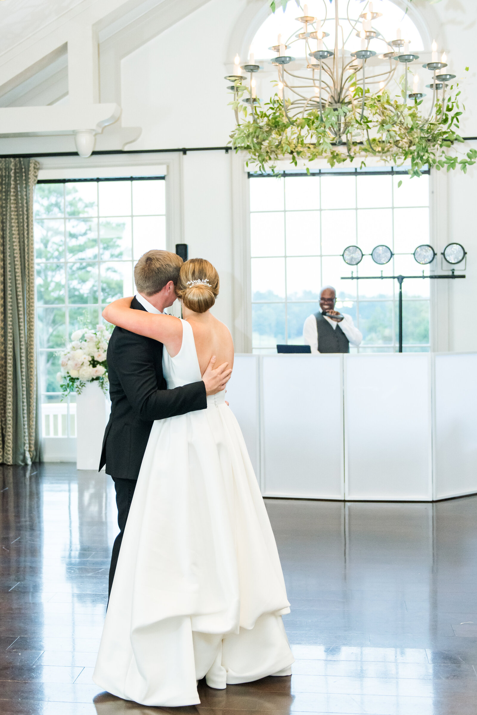 indoor wedding reception  first dance
