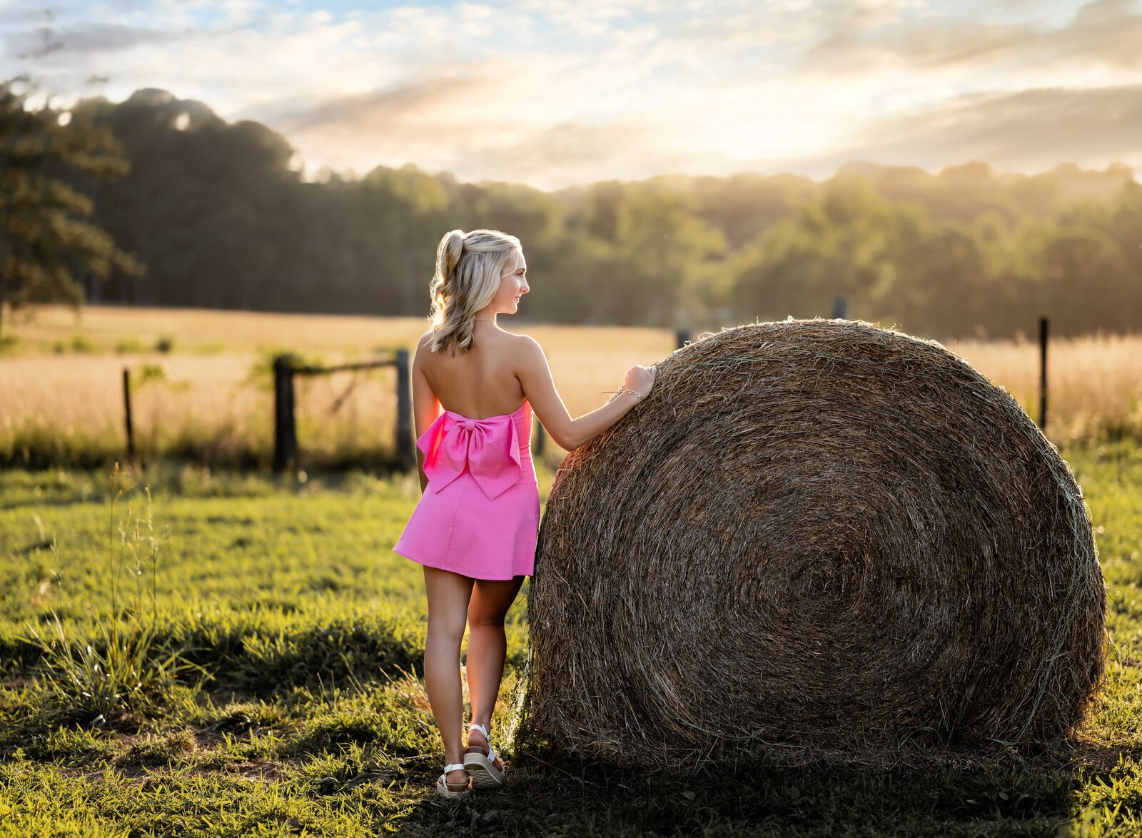 Girl in pink dress on GA farm