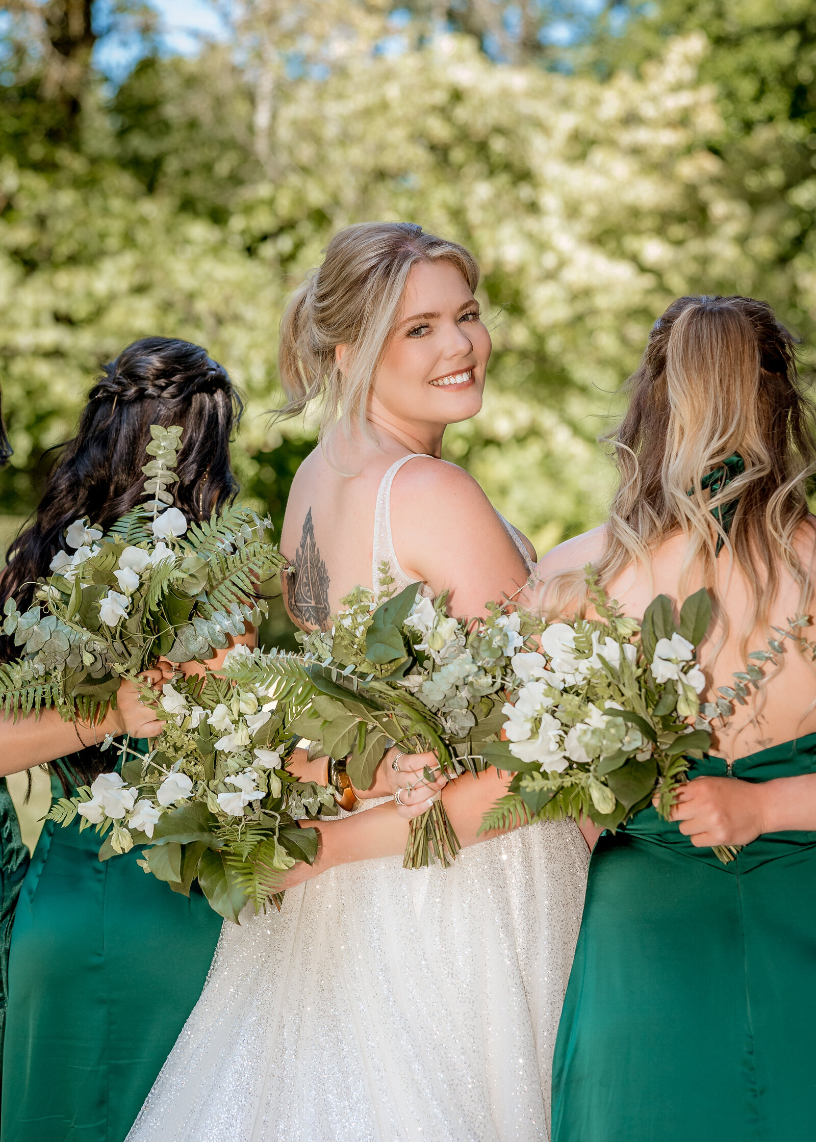 Bridal party portraits at the Abernethy Center in Oregon City.