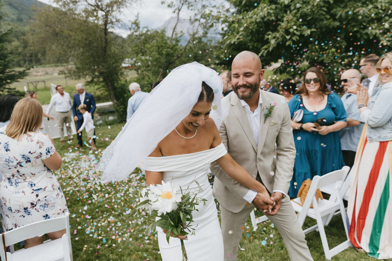 Couple at their wedding in Alberta