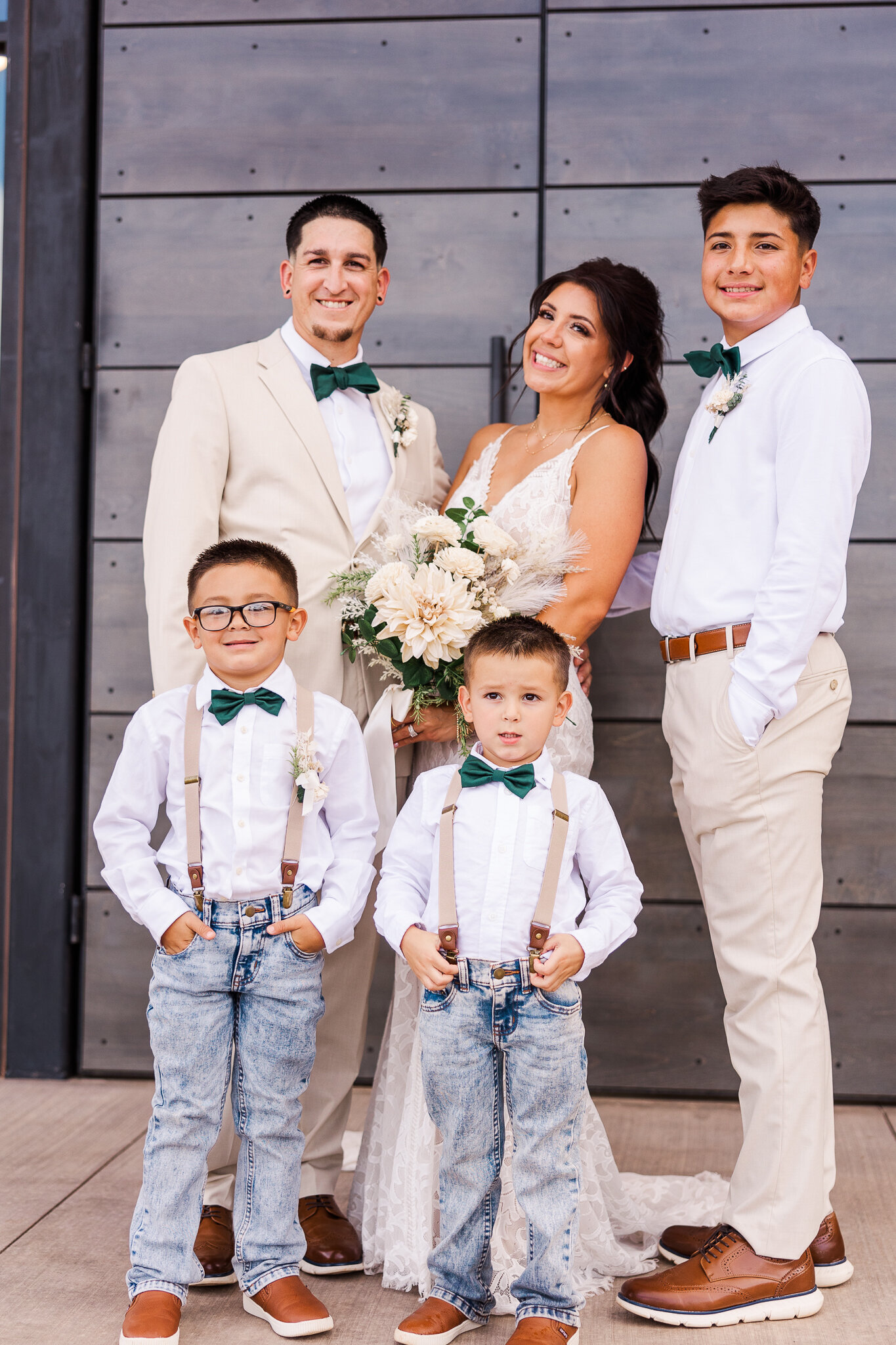 Photo of the bride and grooms family during their wedding in Utah
