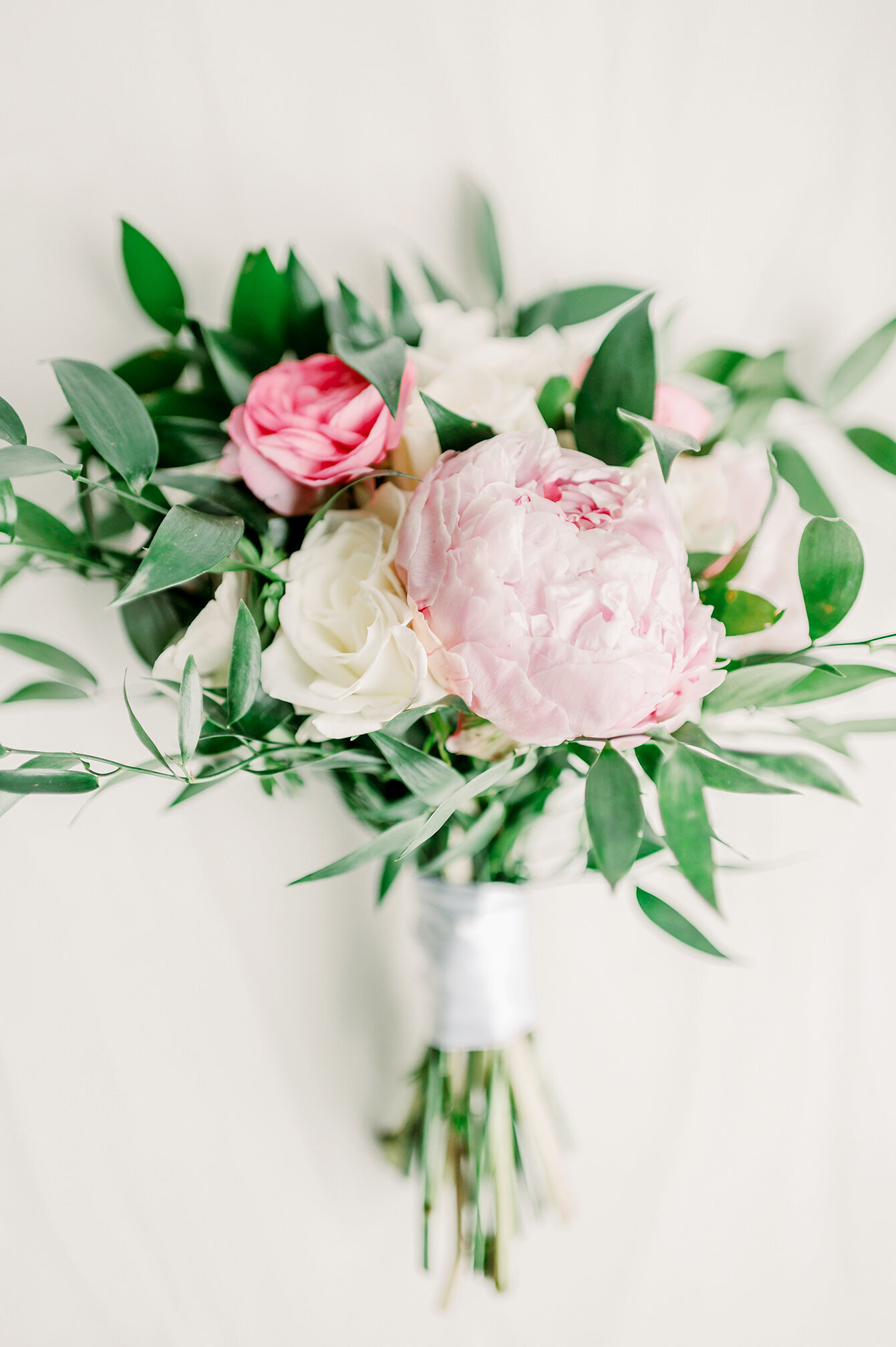 Summer Wedding Bouquet with Peonies and eucalyptus