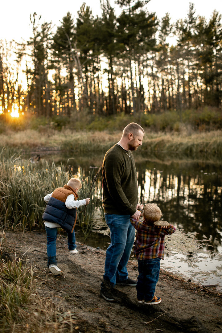 Des Moines Family playing in creek