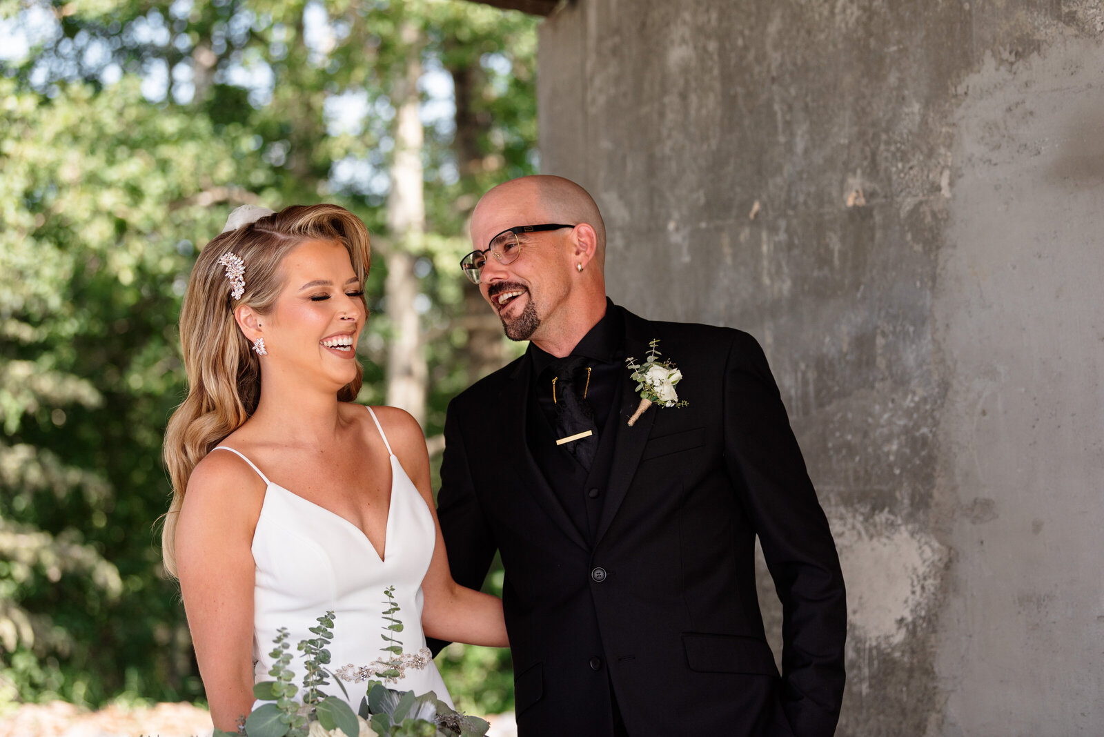 bride and groom after signing marriage cert