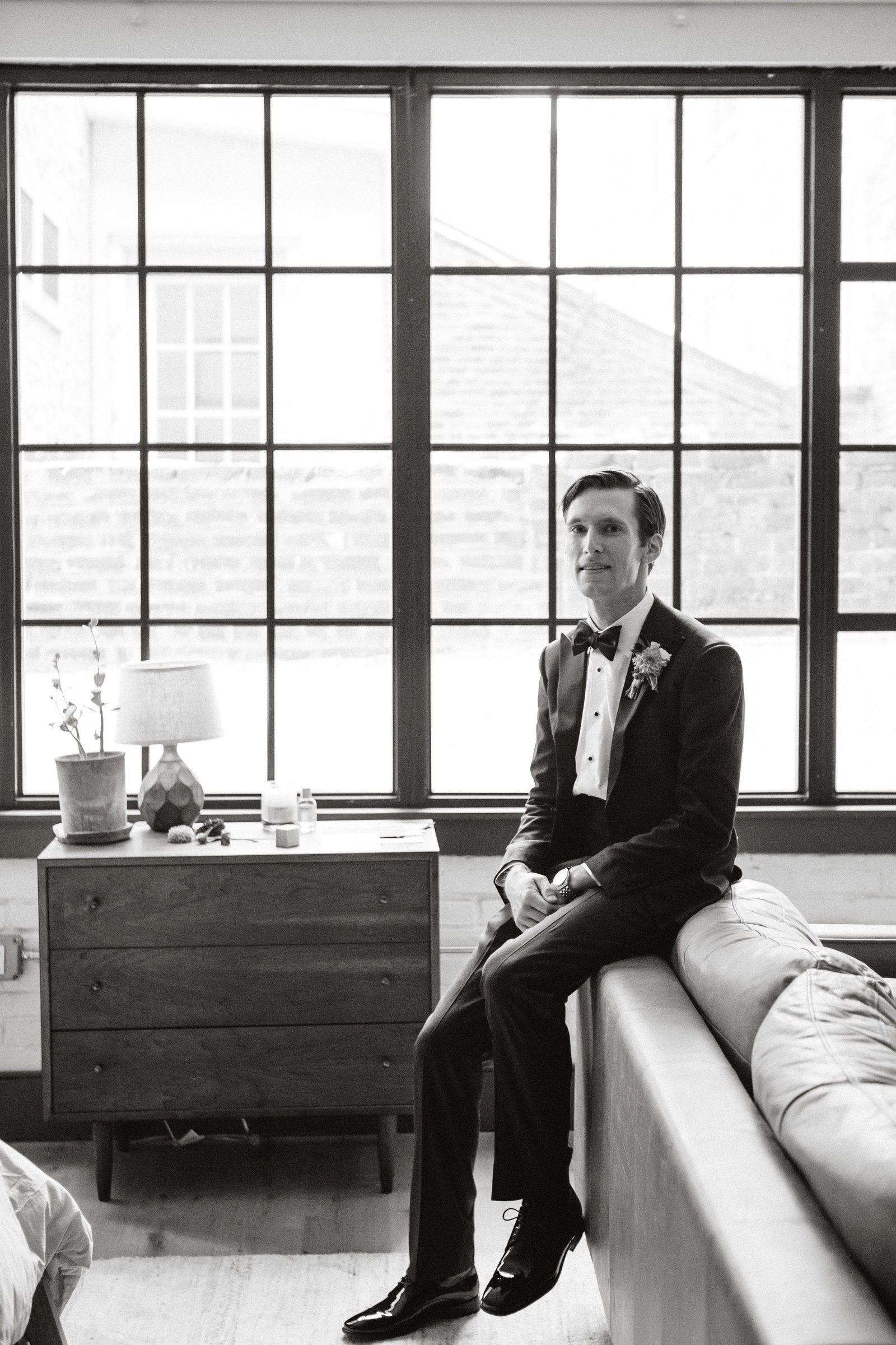 Stylish and handsome, this groom is ready for the wedding festivities.