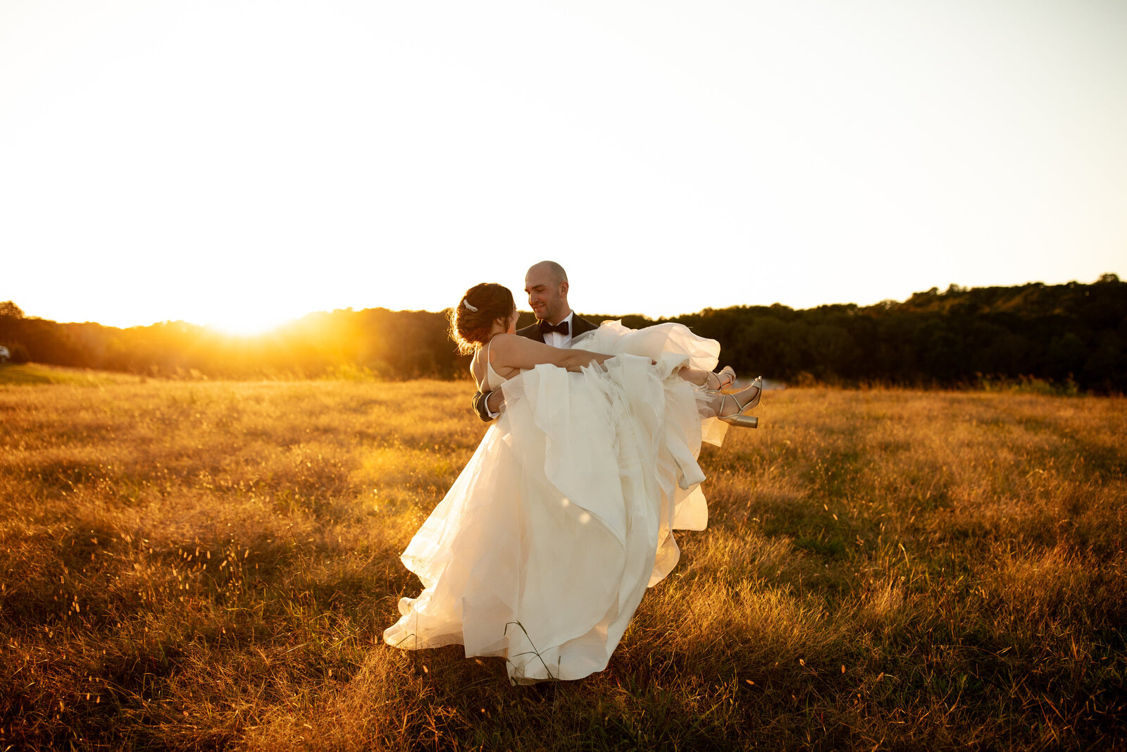 bridal session at sunset at howe farms