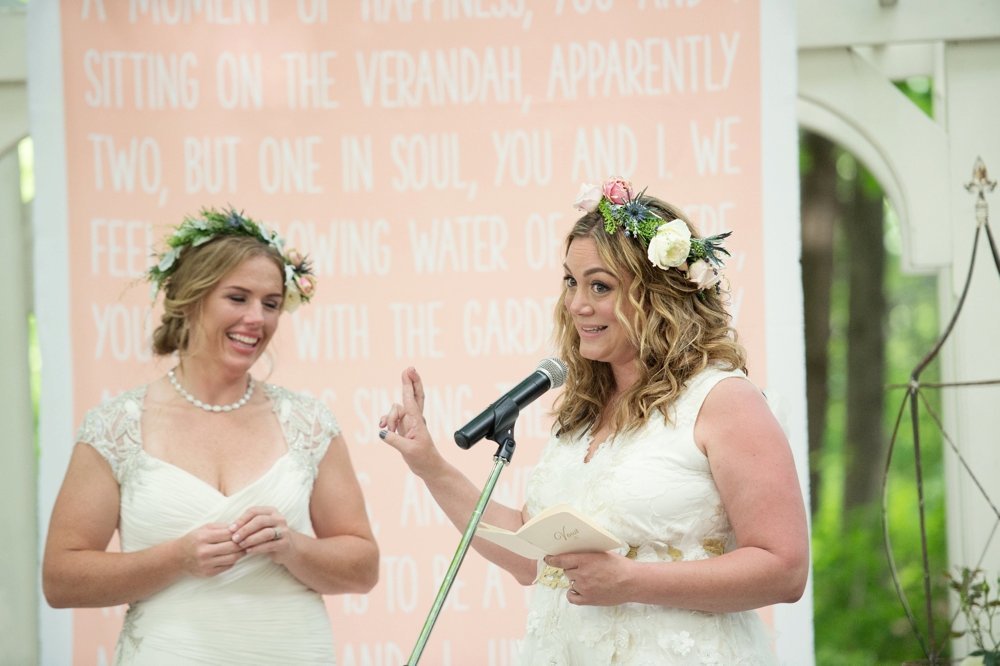 Rustic same-sex wedding at The Barn at Walnut Hill in Maine