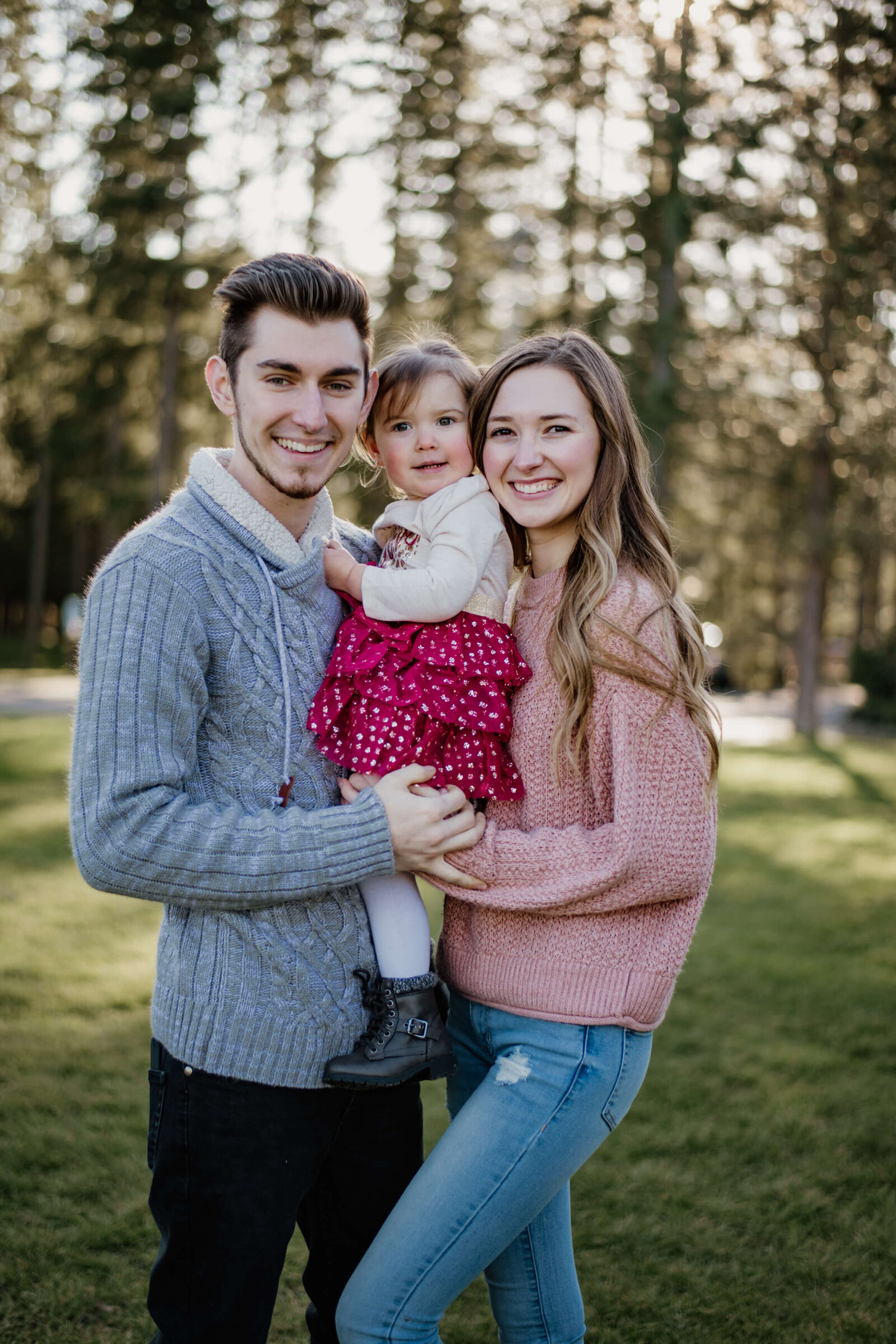 Cute family cuddled together.