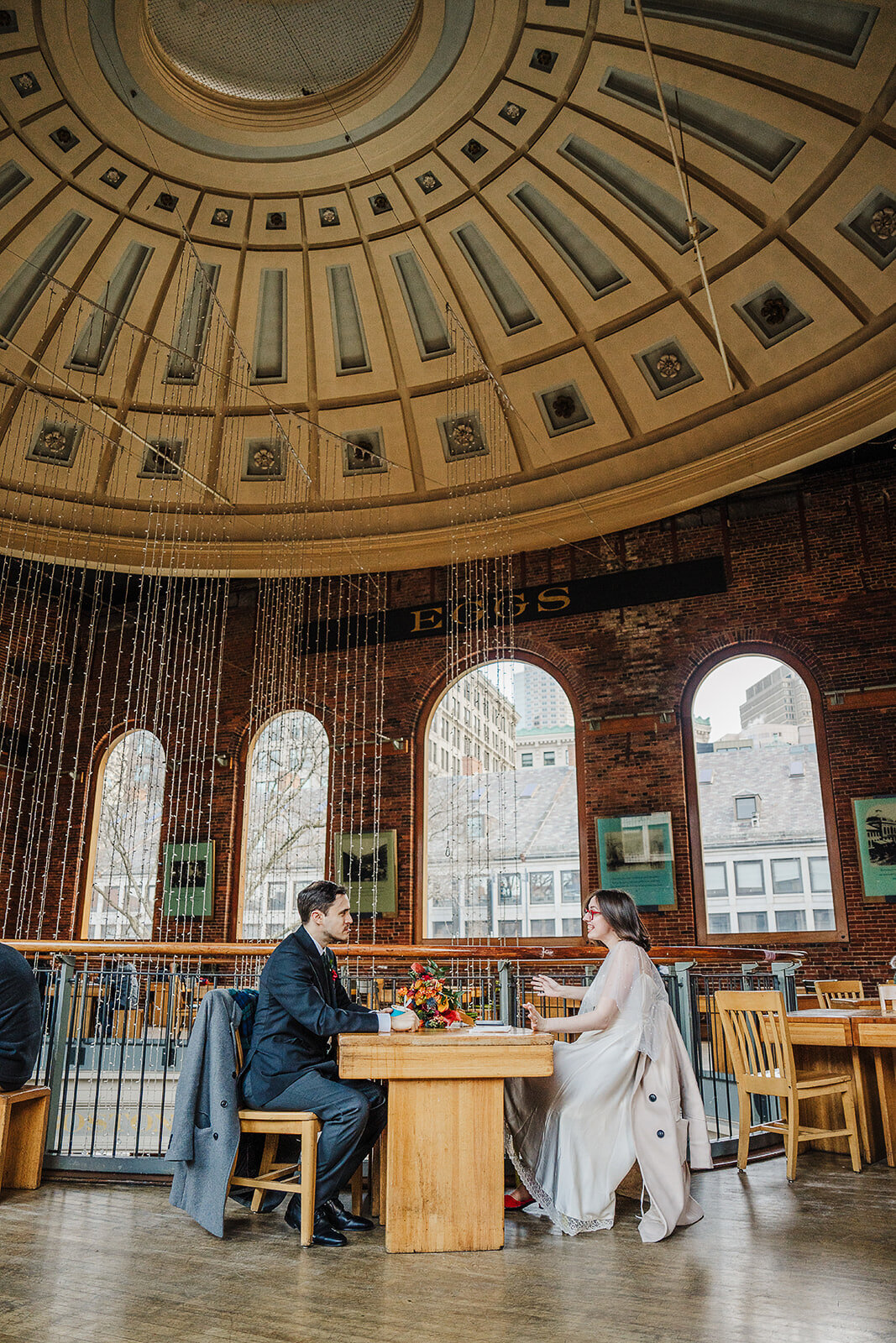 winter elopement photos at quincy market