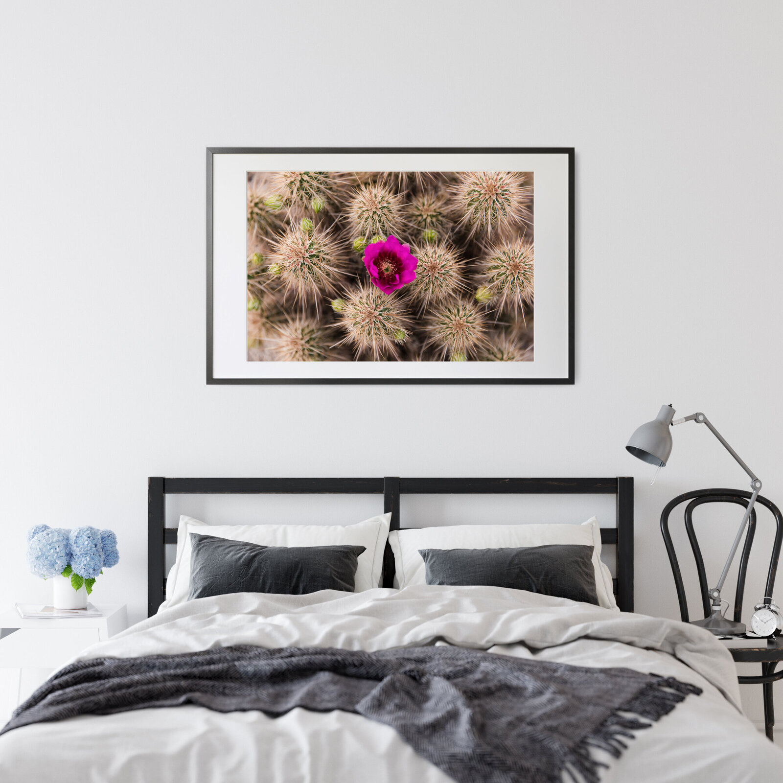 Arizona cactus with flower home decor print for bedroom