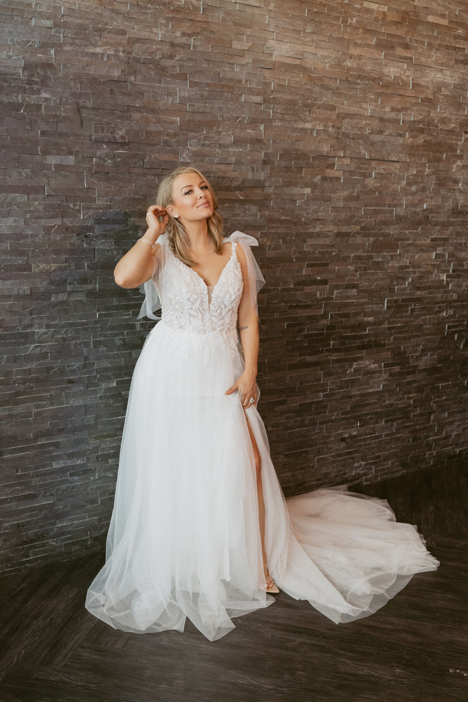 V -neck A line | Emmanuel's Bridal