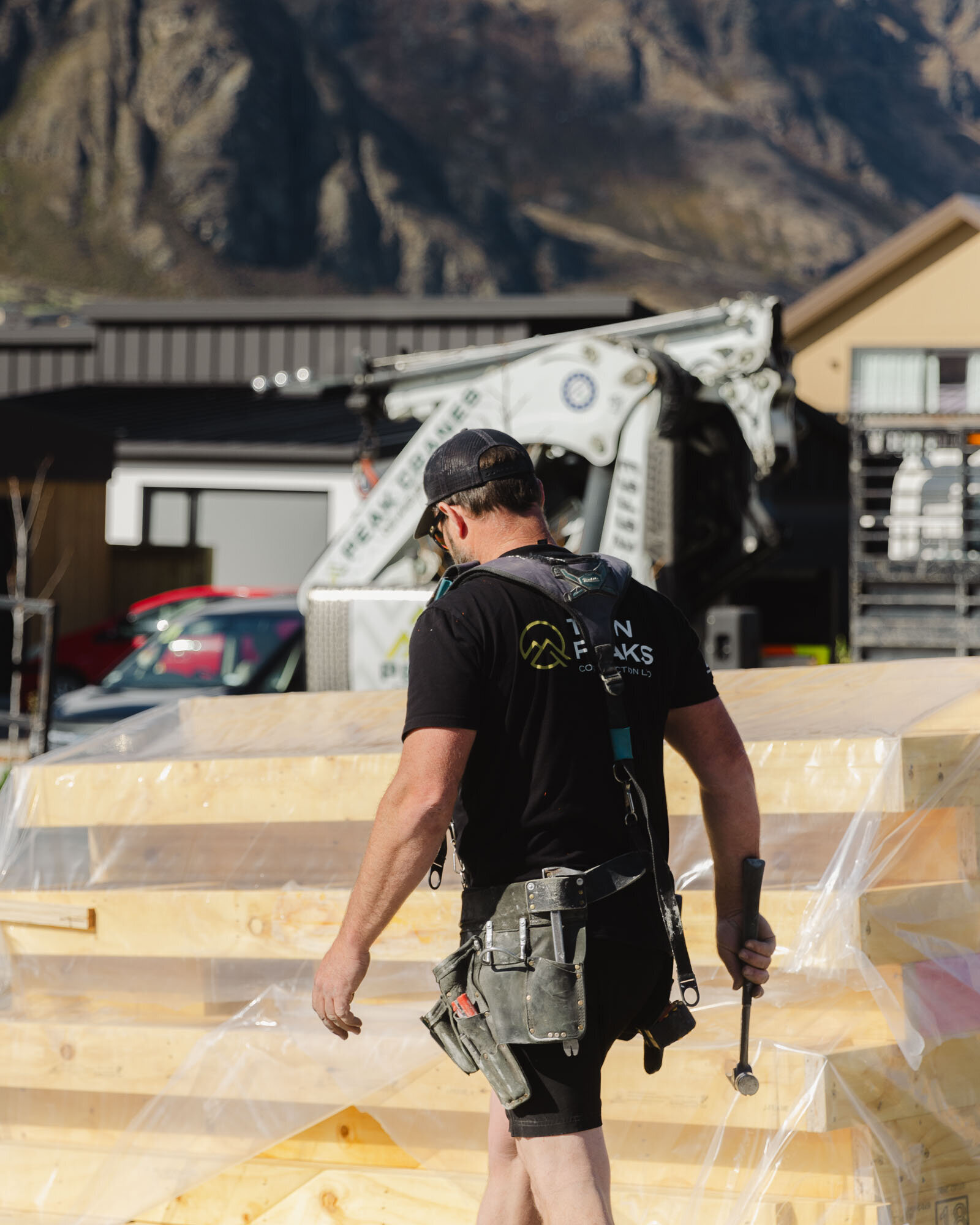 The Twin Peaks Construction builders hard at work on a house build site in Hanleys Farm Queenstown.