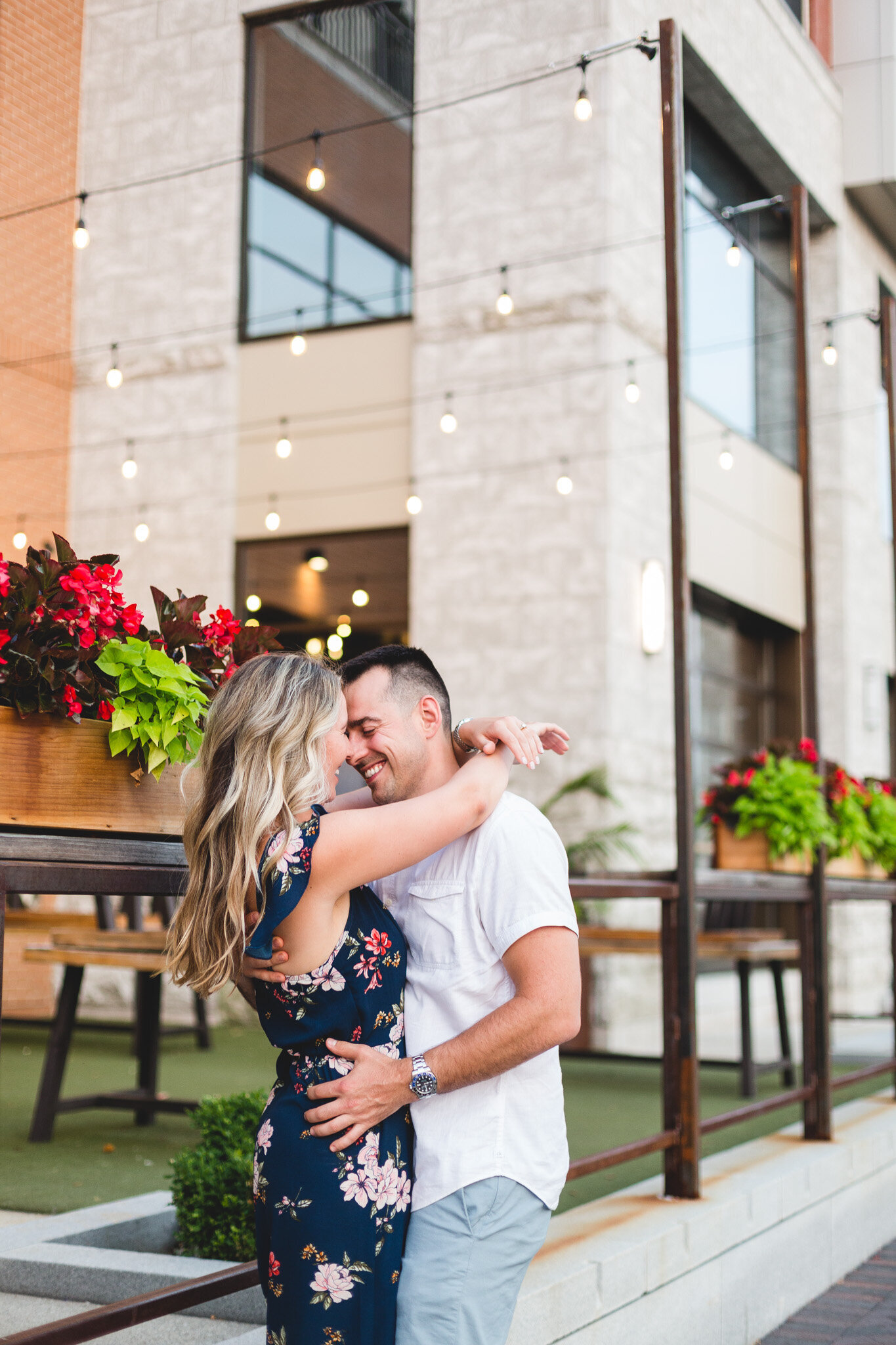 engaged couple kissing in dublin ohio photography session
