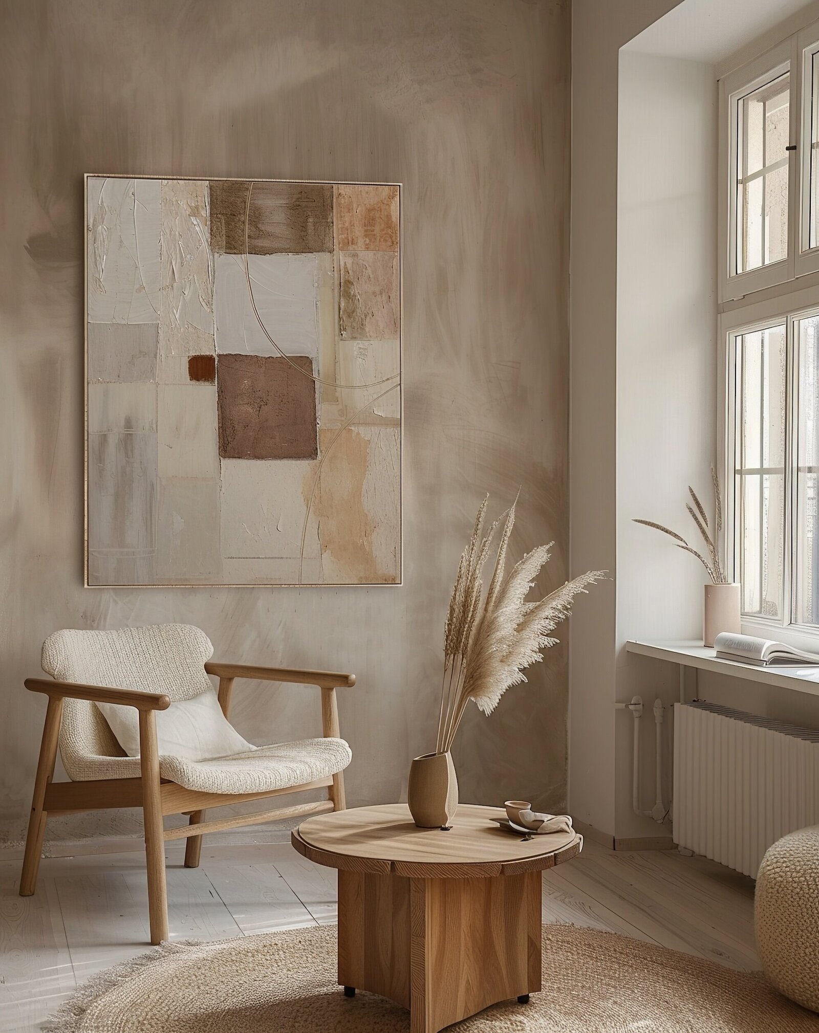 large-abstract-art-painting-style-peter-de-chirico-hanging-empty-wall-neutral