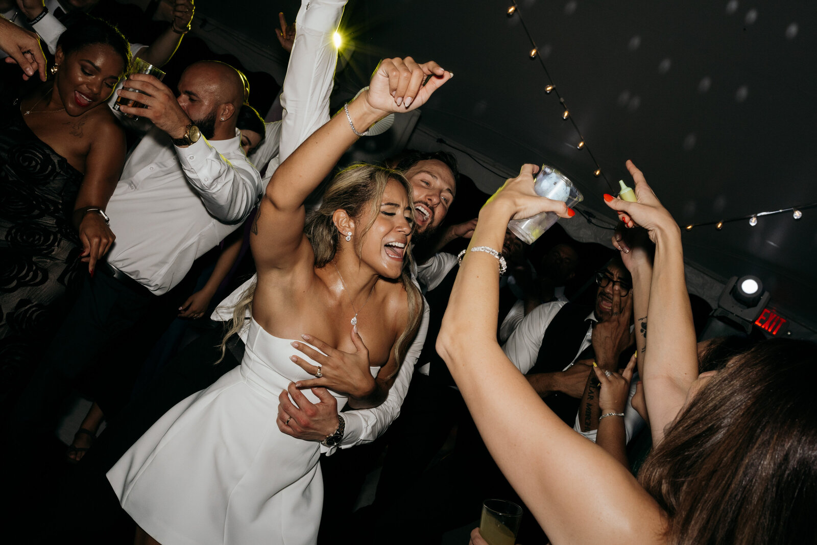 Bride and groom dancing at their wedding reception captured documentary-style after their wedding ceremony in Long Island | Emma LeeAnn Photography