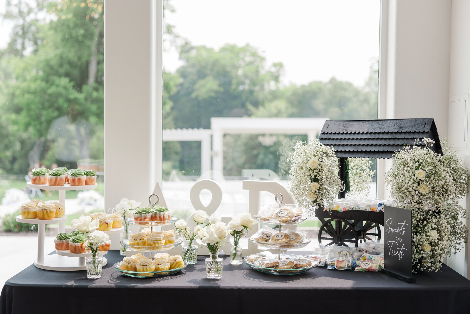 Sweets and desserts table at the wedding reception