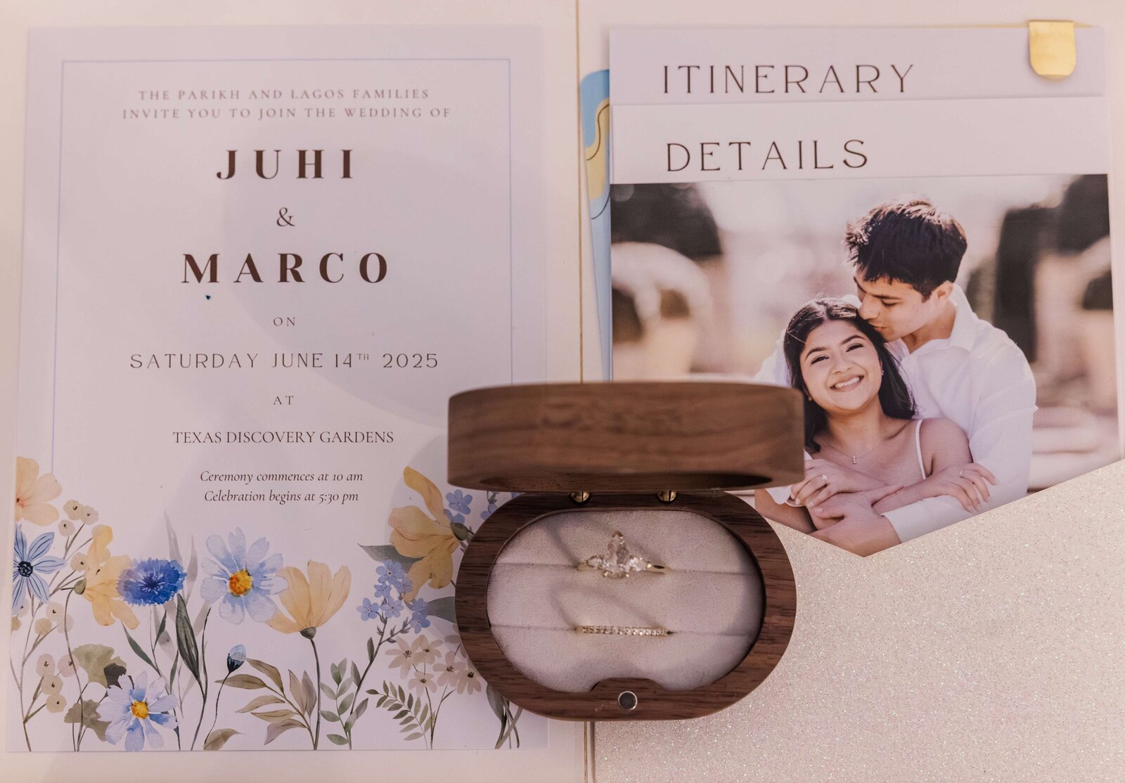 Dallas-wedding-invitations-and-rings-flatlay