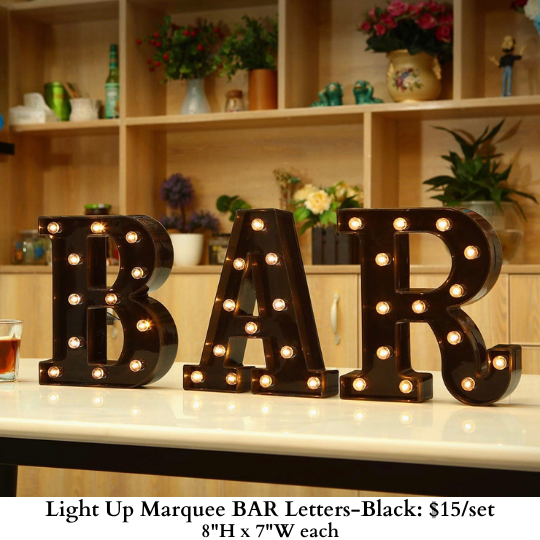 Light Up Marquee BAR Letters-Black-779