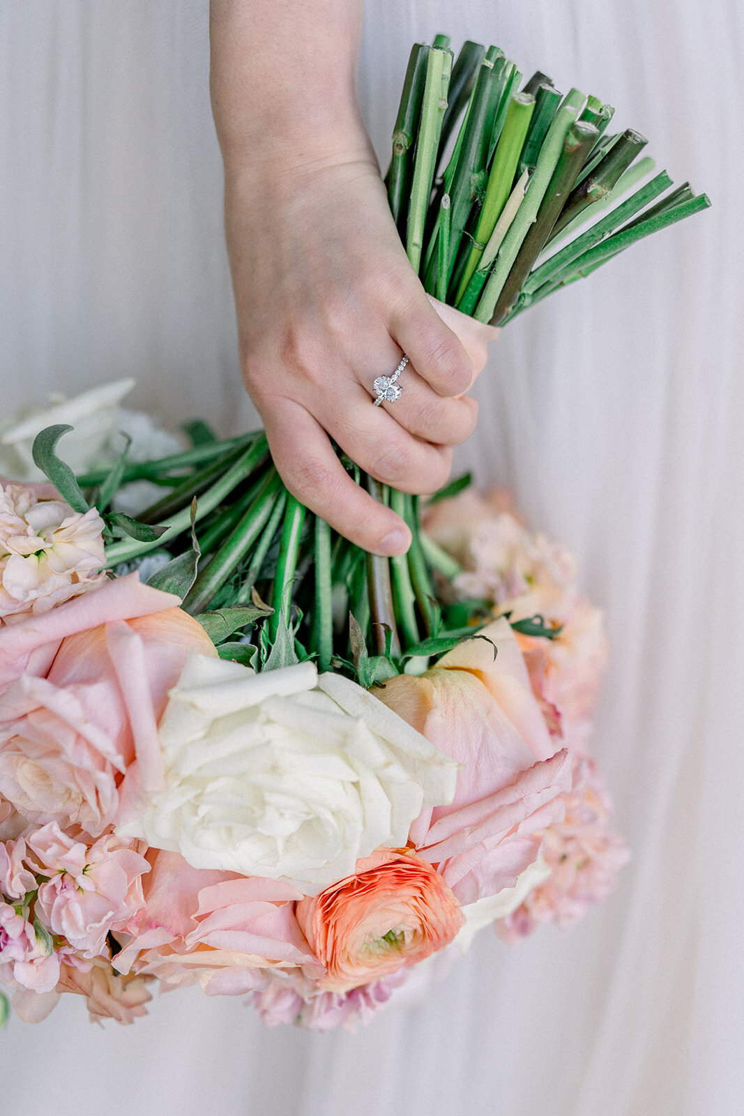 Close-up of the bride’s stunning bouquet, featuring delicate flowers and elegant arrangement at the Filoli estate reception.