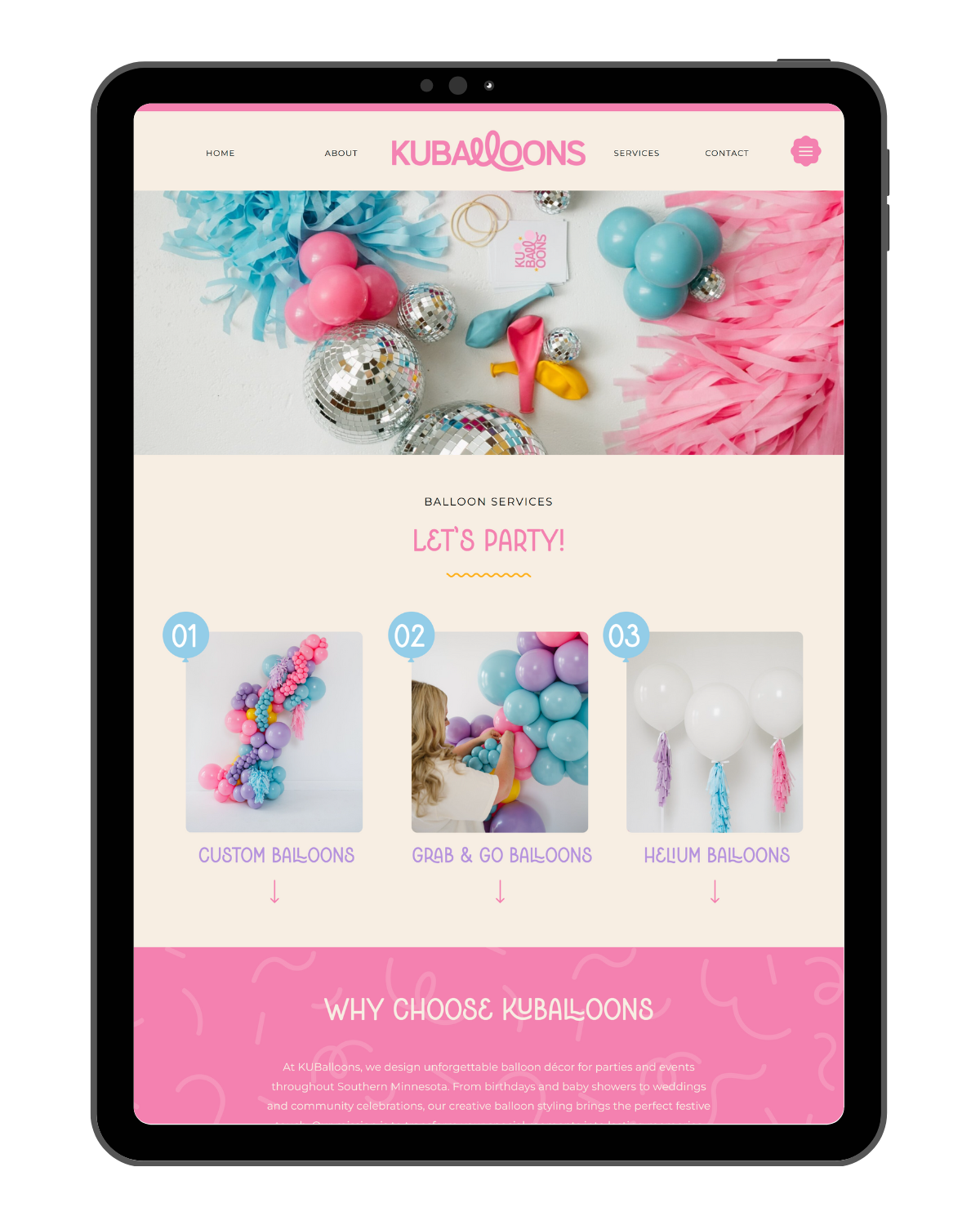 Branded Balloon Artist Photoshoot for Website by Daydream Sites