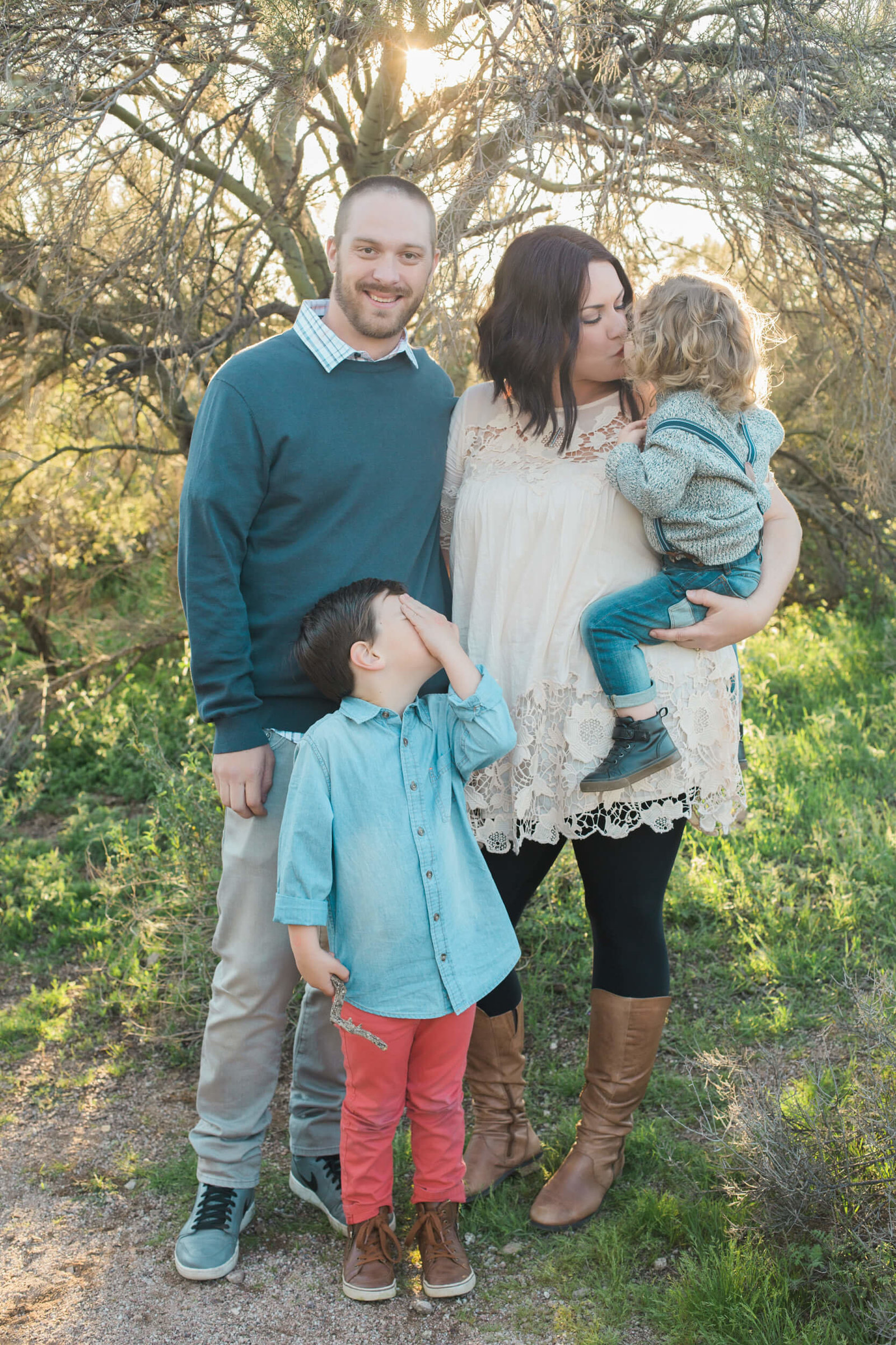 cute family of four outdoor photoshoot