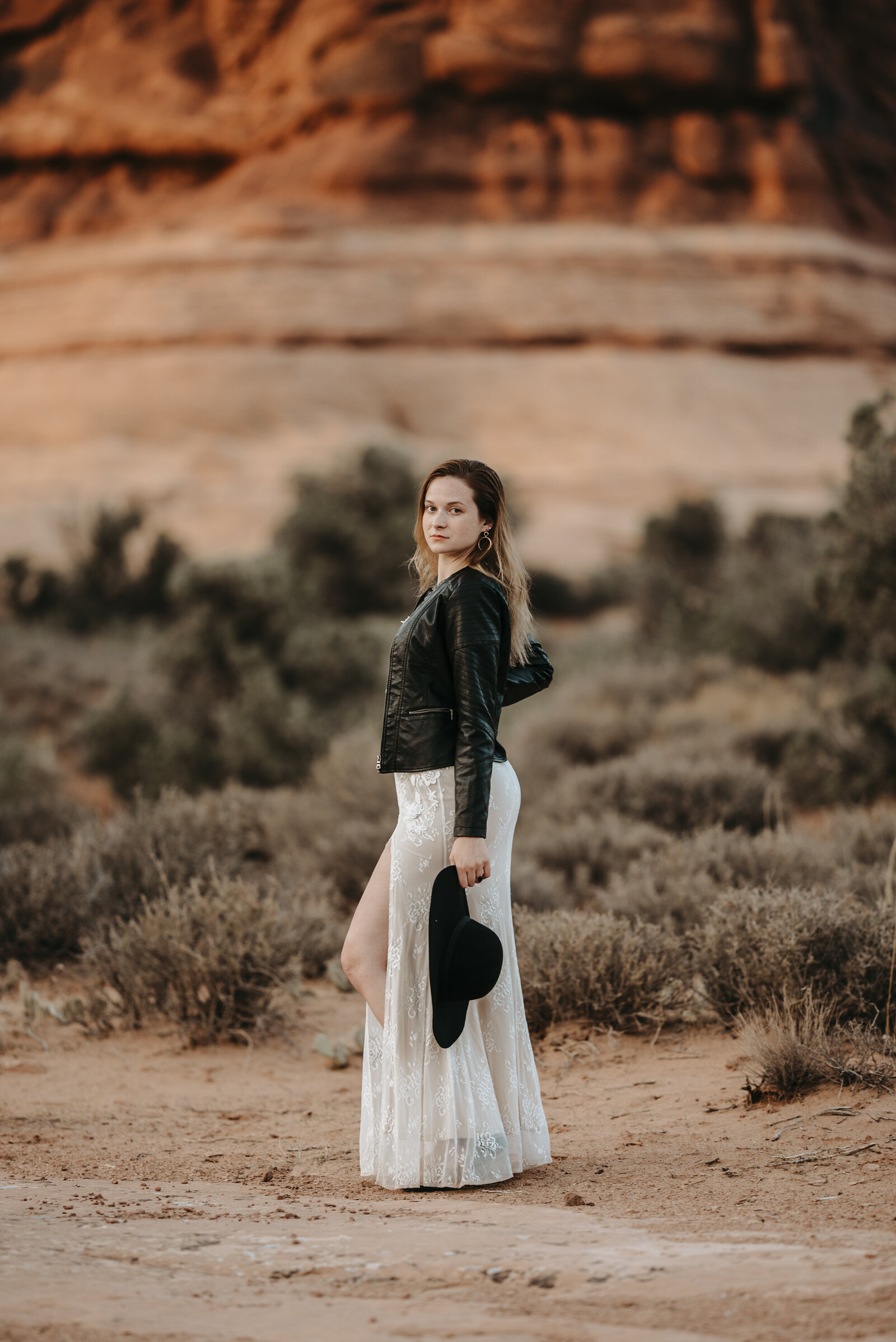 Edgy Boho Desert Utah Arches National Park Bridal Session 060