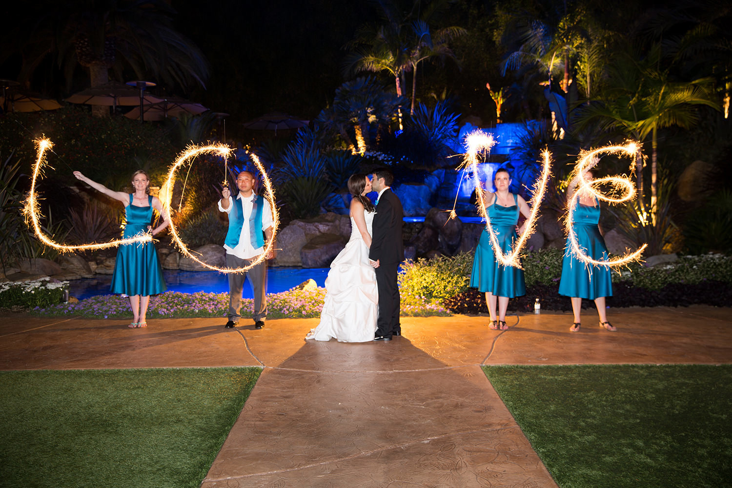 Sparkler wedding portrait