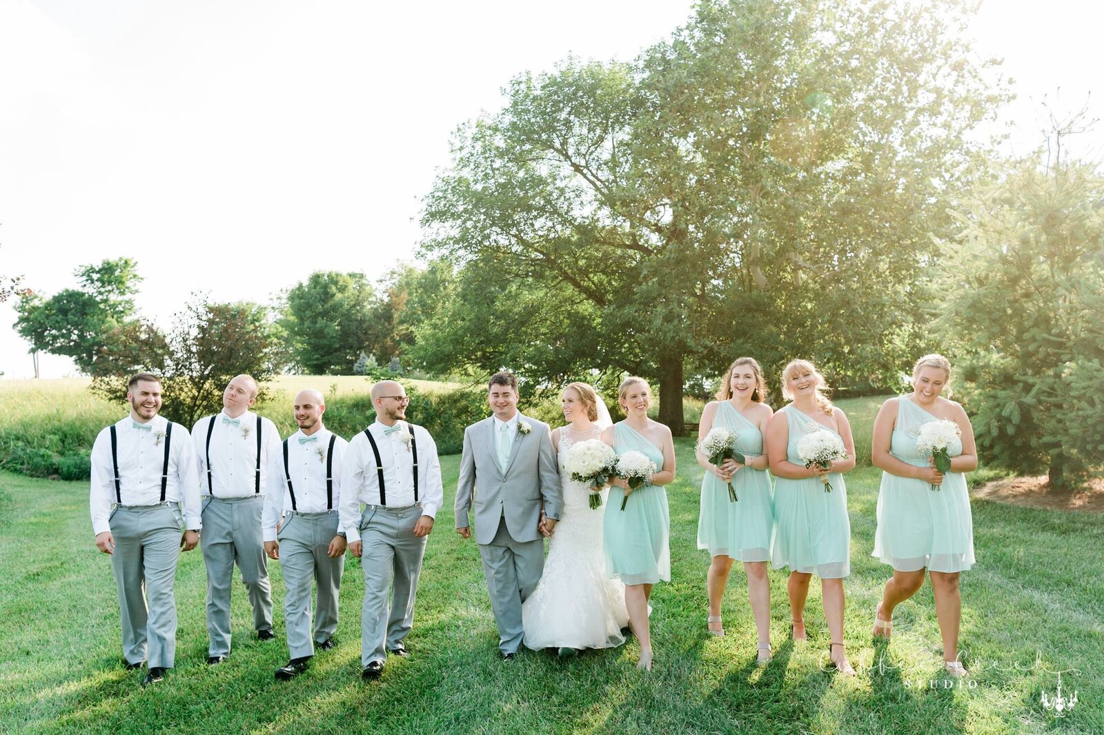 bridal party walking