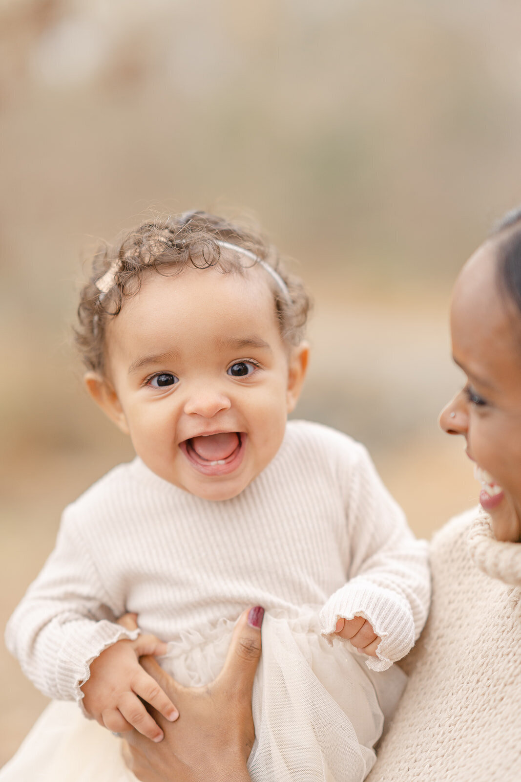 baby laughing during Herndon, VA fall mini session