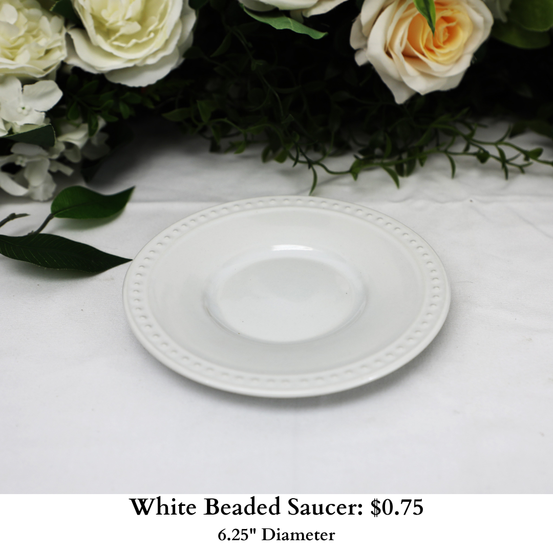 White Beaded Saucer-860