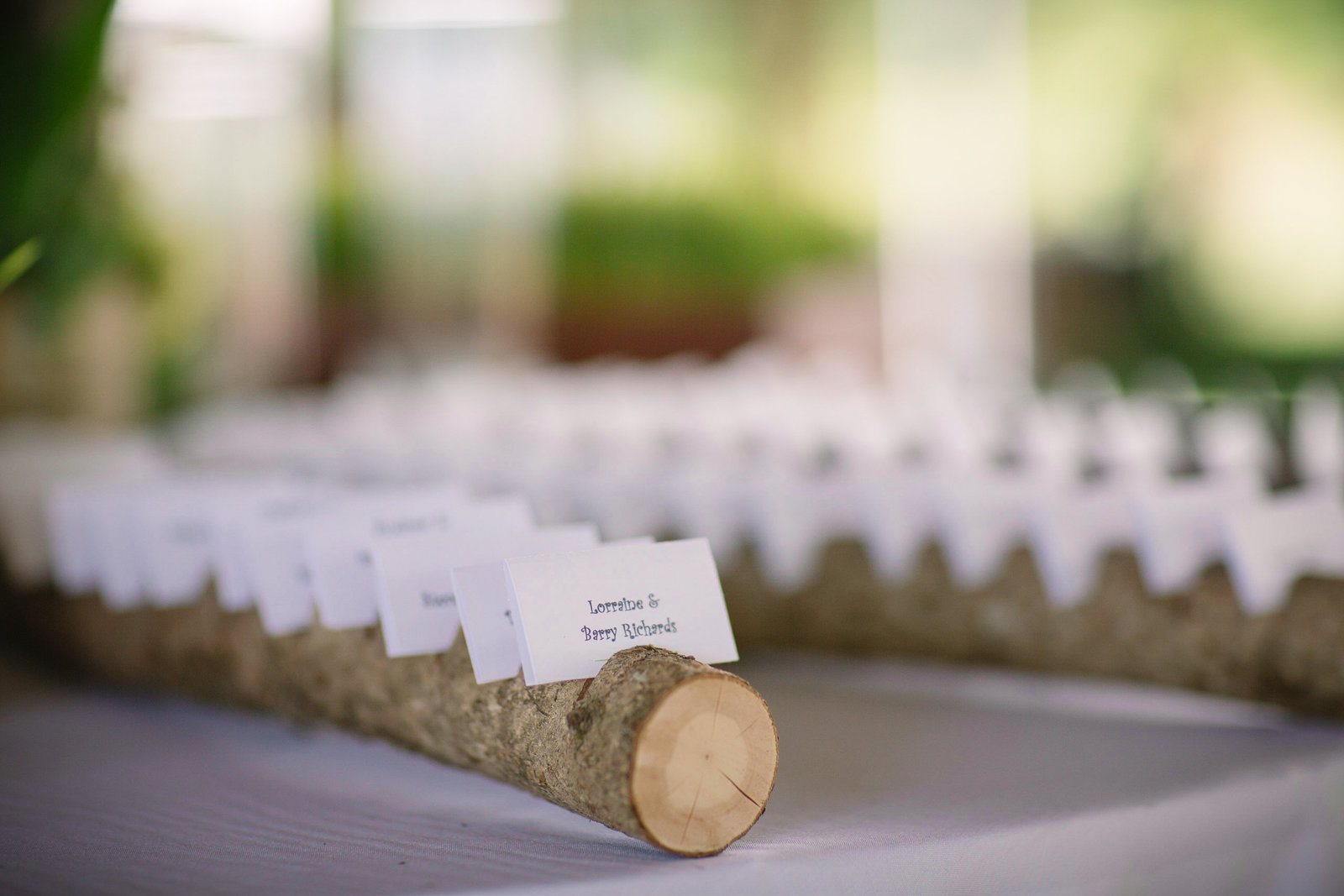 Detail Name Cards for Wedding on log