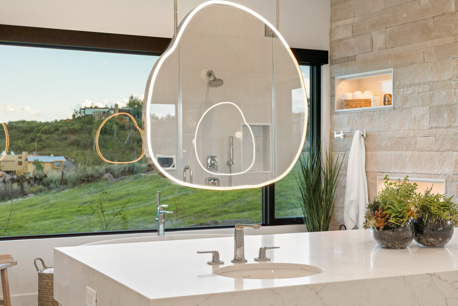 Chalet-and-Co-Park-City-Interior-Designer-master-bathroom-organic-modern-hanging-light-fixtures