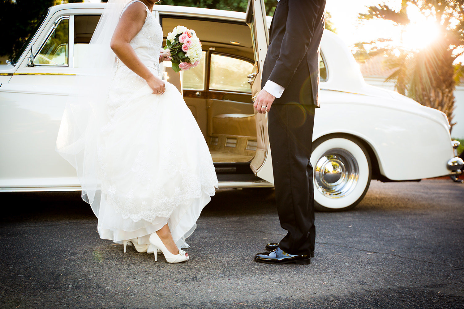 bride and groom classic car crosby club